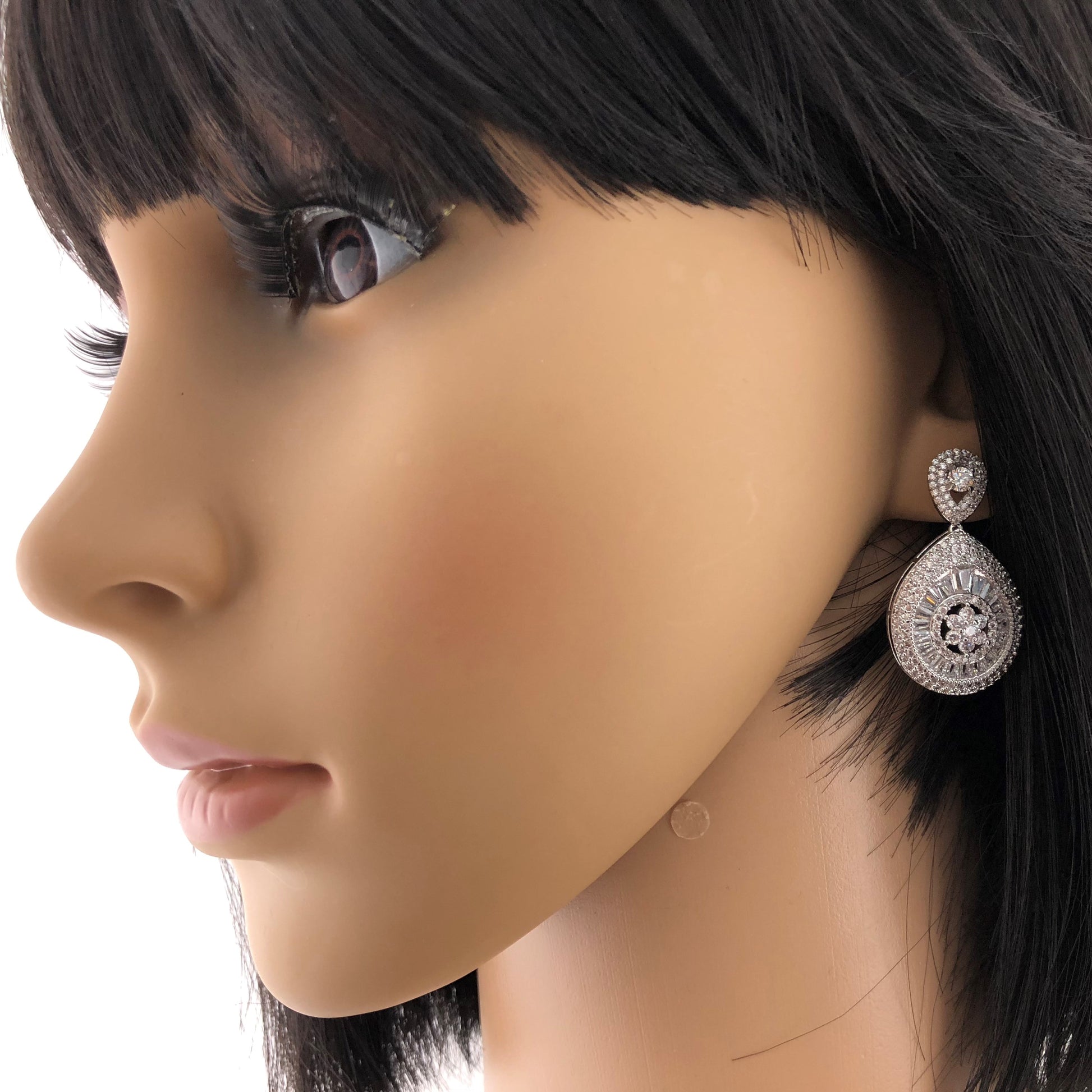 Silver Bridal Cubic Zirconia Earrings, 18K Plated | Bellaire Wholesale