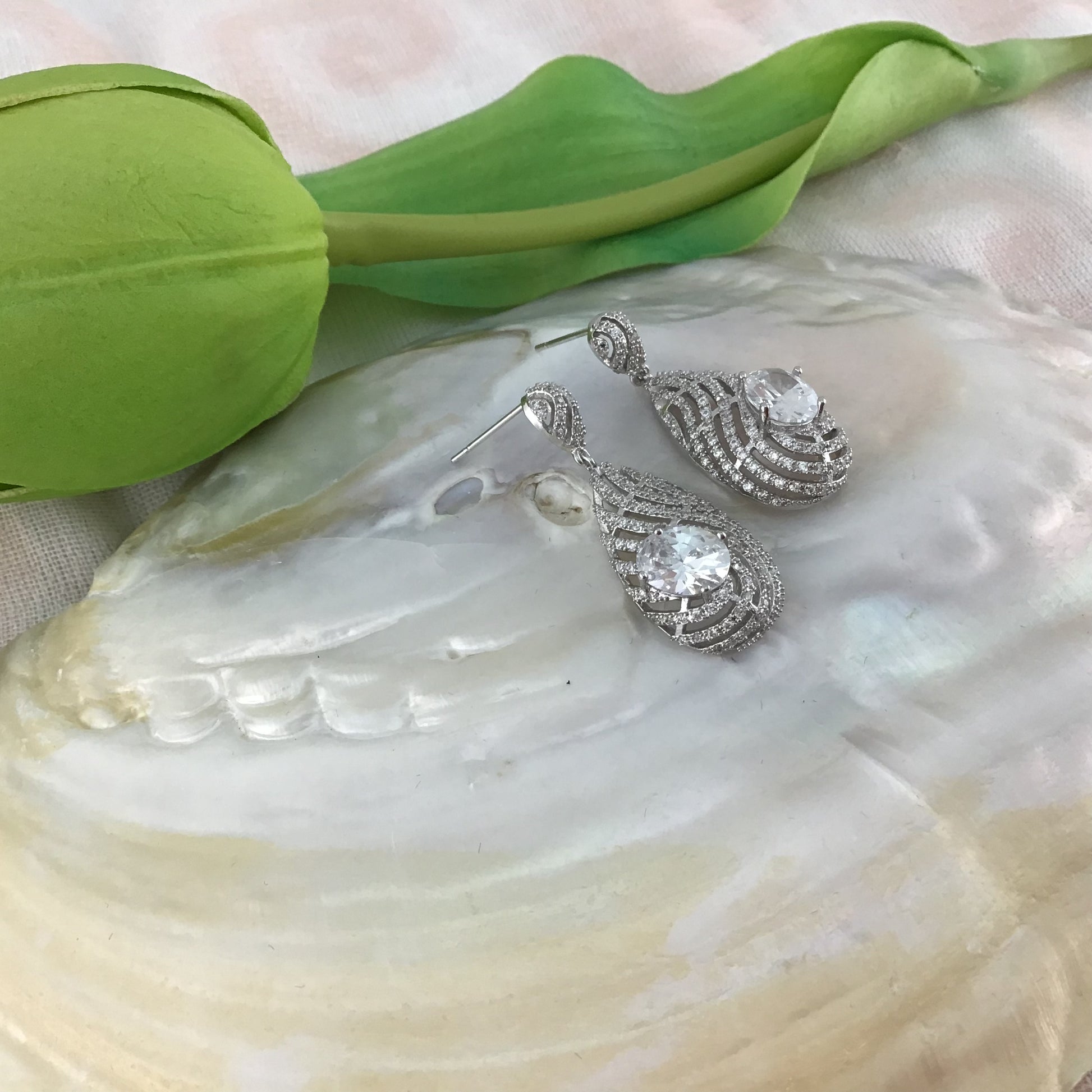 Bridal Cubic Zirconia Earrings, 18K Plated | Bellaire Wholesale
