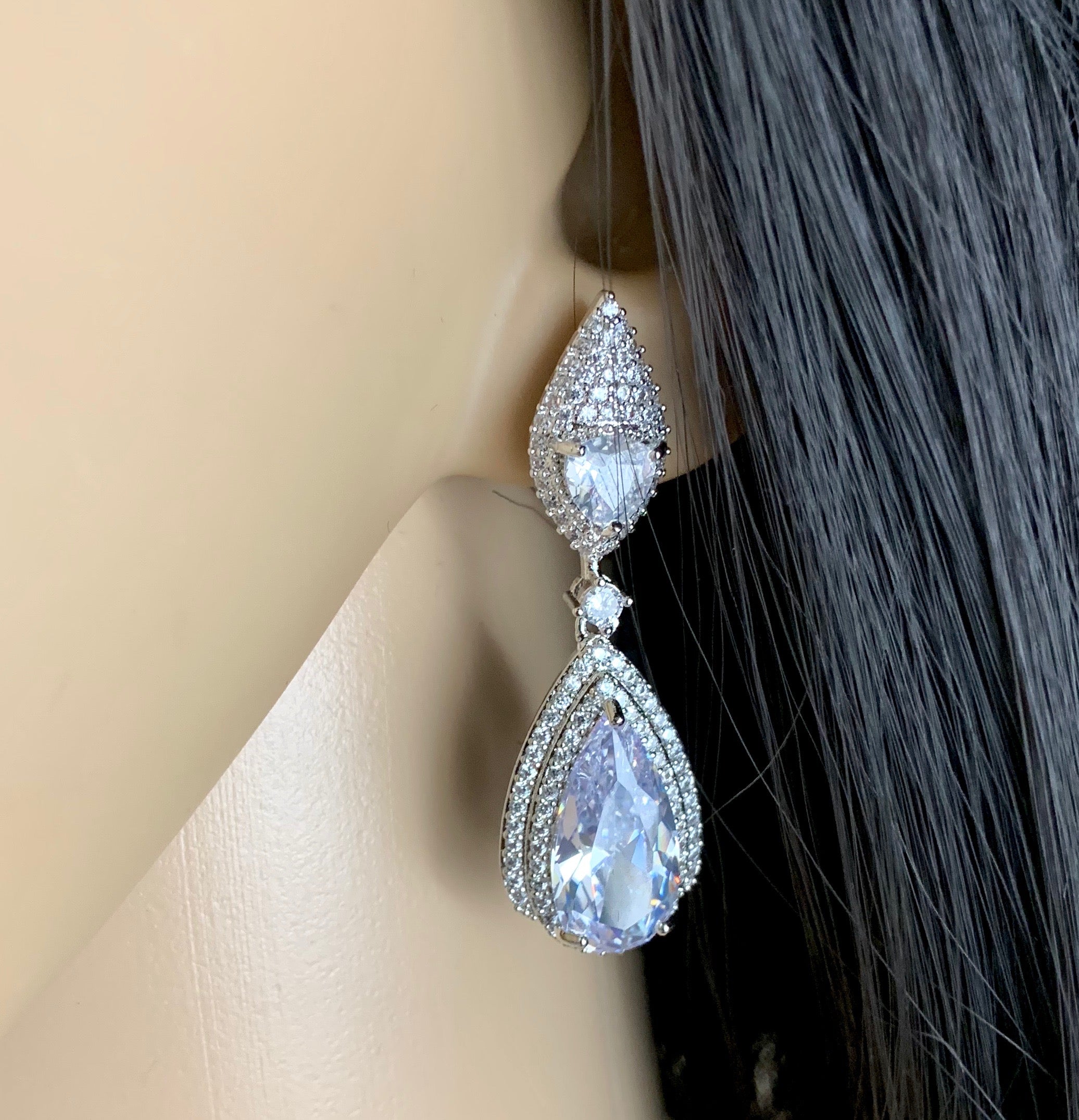 Bridal Cubic Zirconia Earrings, 18K Plated | Bellaire Wholesale