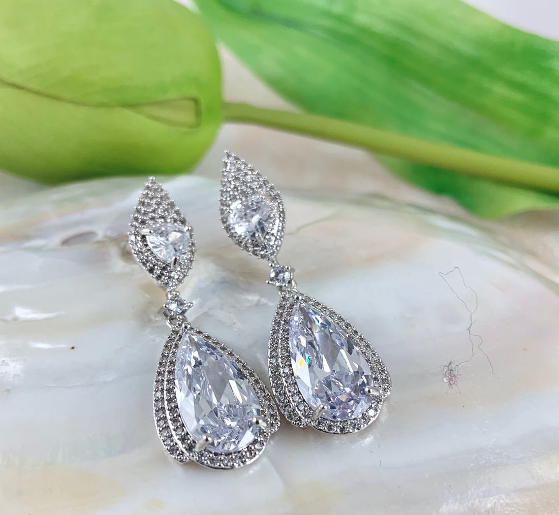 Bridal Cubic Zirconia Earrings, 18K Plated | Bellaire Wholesale