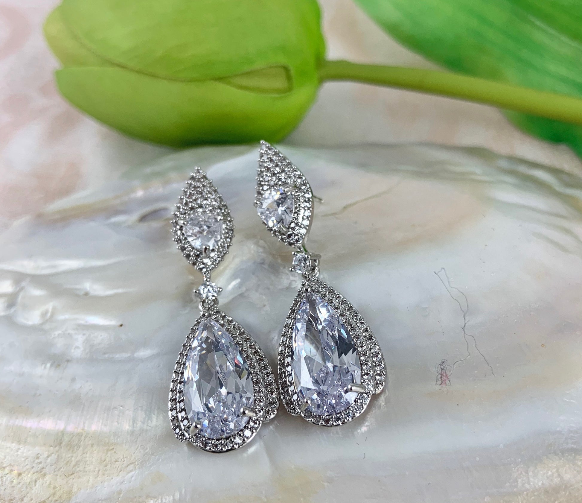 Bridal Cubic Zirconia Earrings, 18K Plated | Bellaire Wholesale