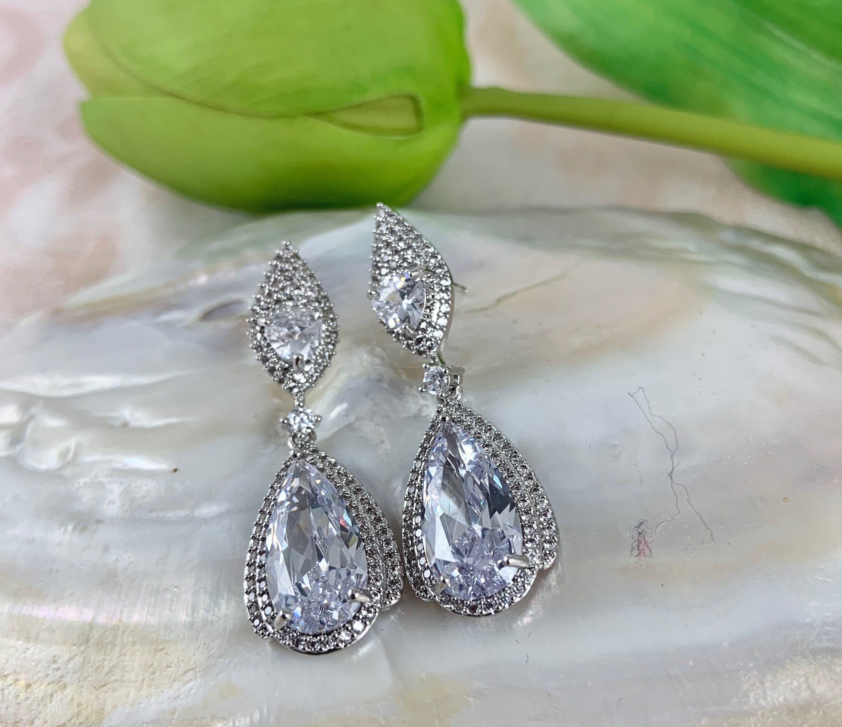 Bridal Cubic Zirconia Earrings, 18K Plated | Bellaire Wholesale