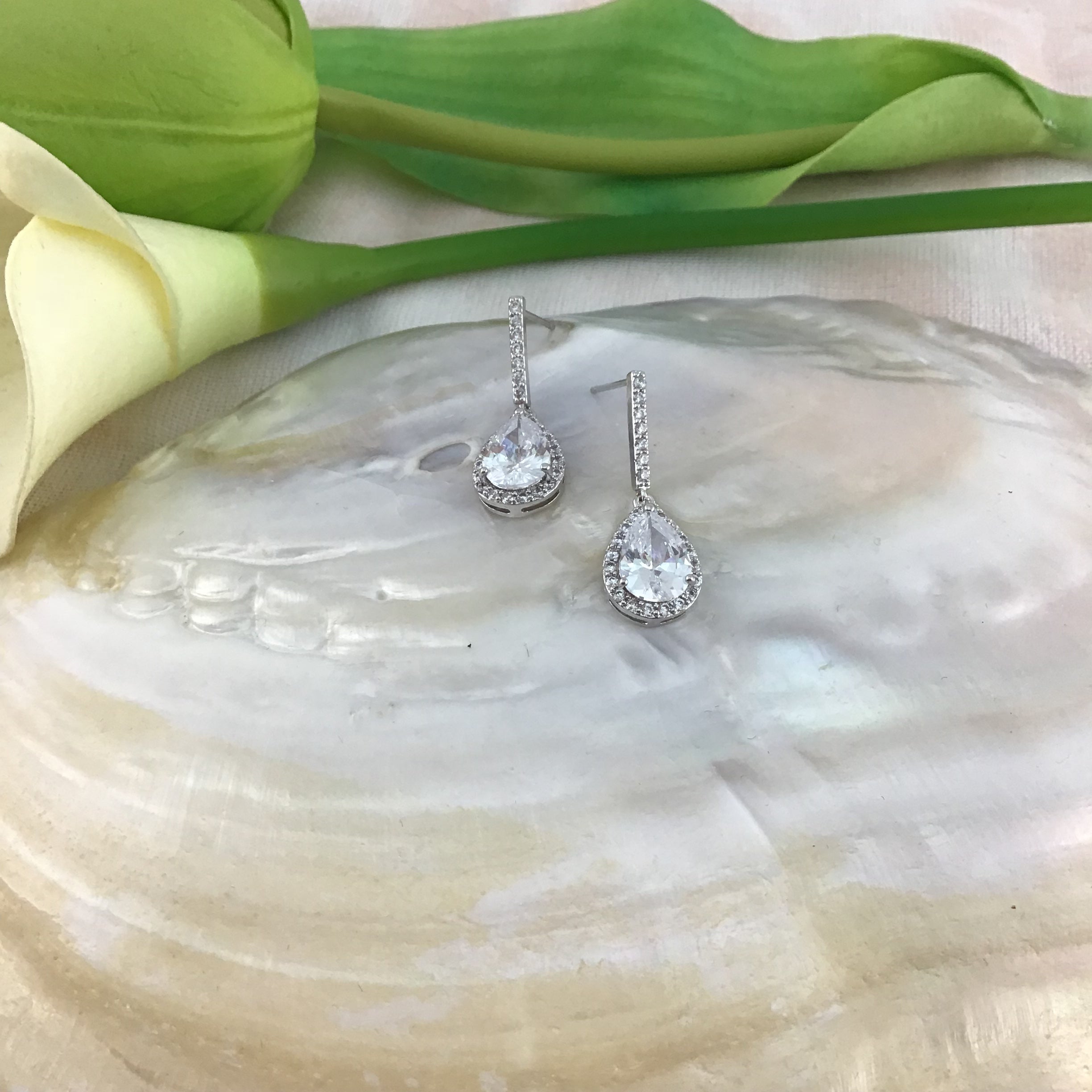Bridal Cubic Zirconia Earrings, 18K Plated | Bellaire Wholesale
