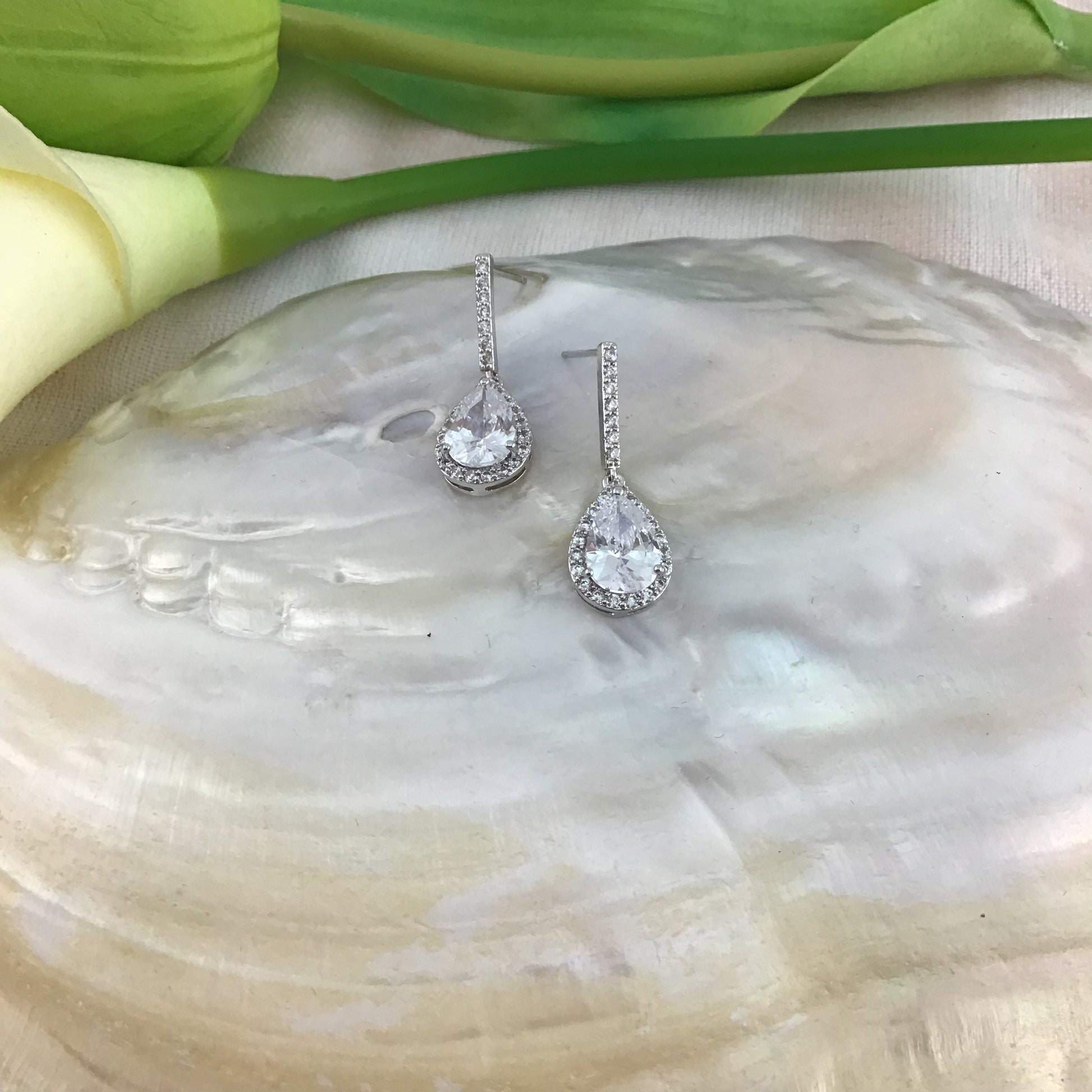 Bridal Cubic Zirconia Earrings, 18K Plated | Bellaire Wholesale