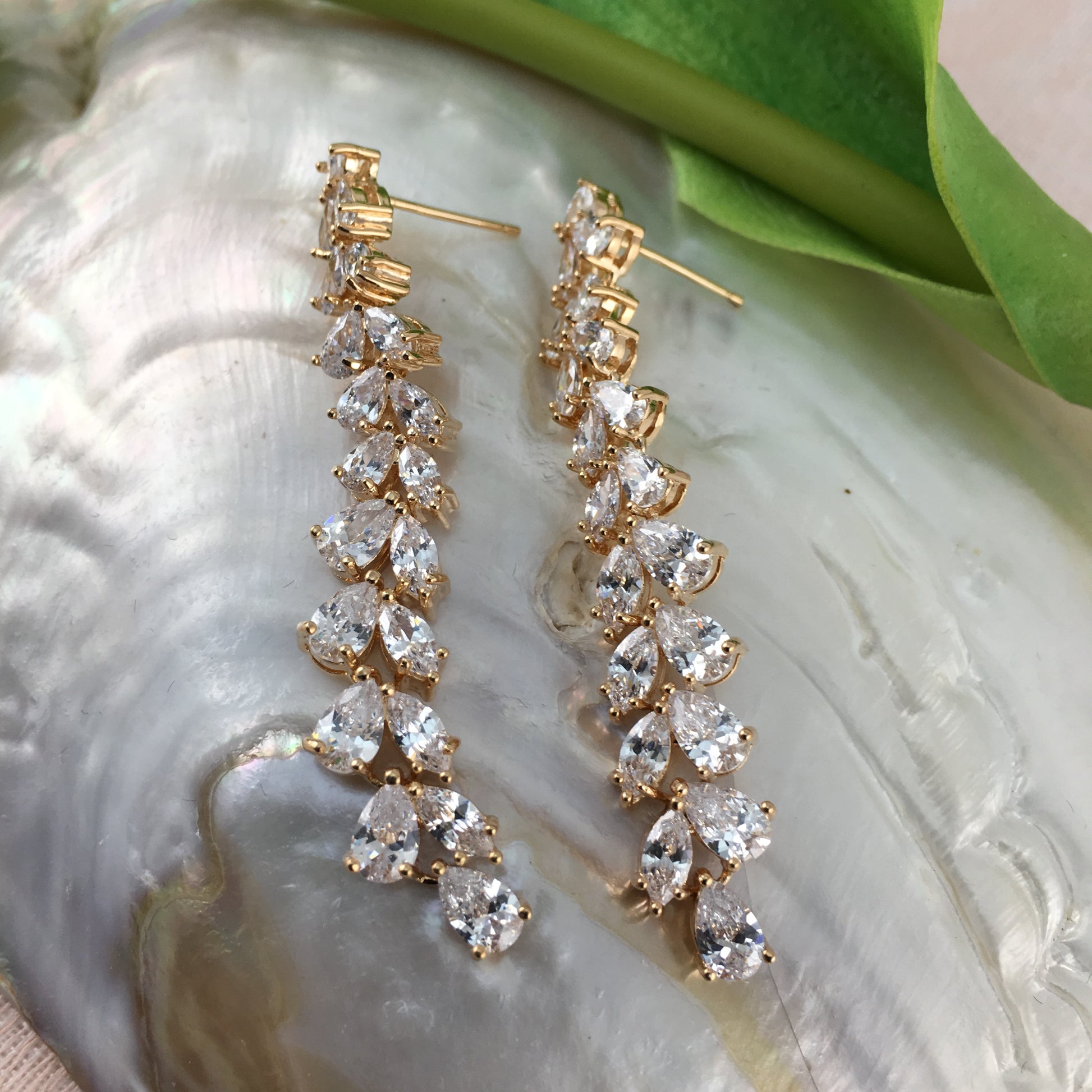 Bridal Cubic Zirconia Earrings, 18K Plated | Bellaire Wholesale
