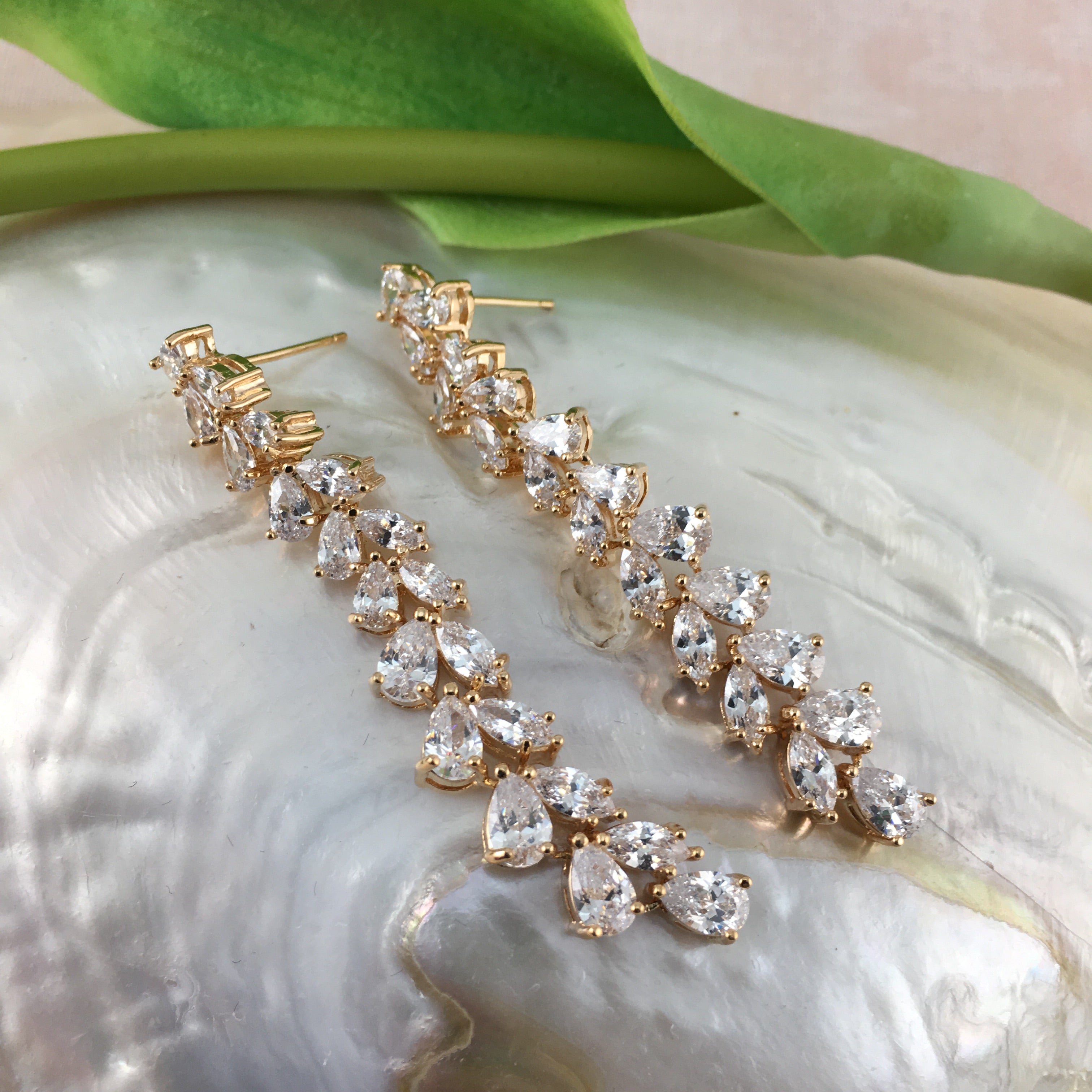 Bridal Cubic Zirconia Earrings, 18K Plated | Bellaire Wholesale