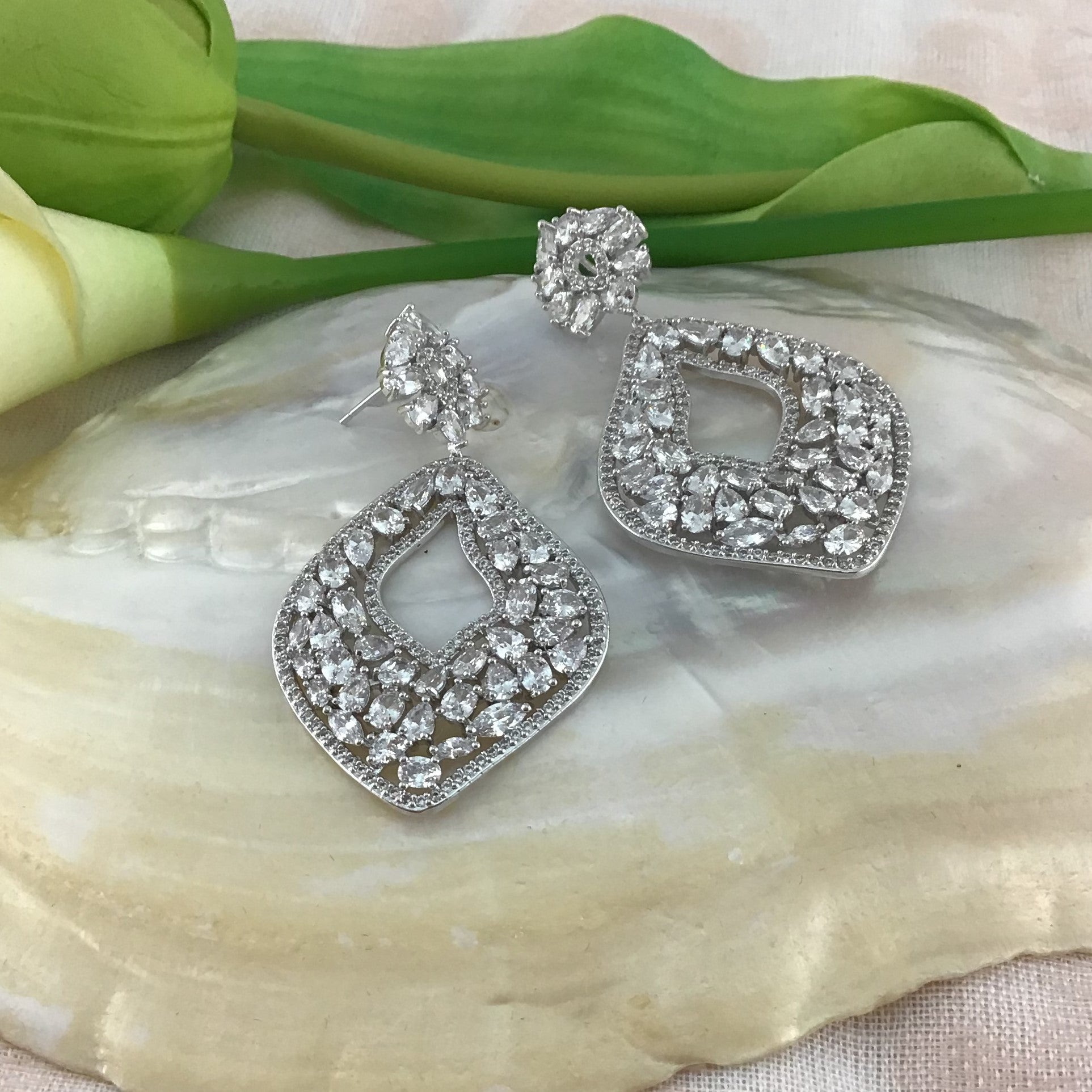 Bridal Cubic Zirconia Earrings, 18K Plated | Bellaire Wholesale