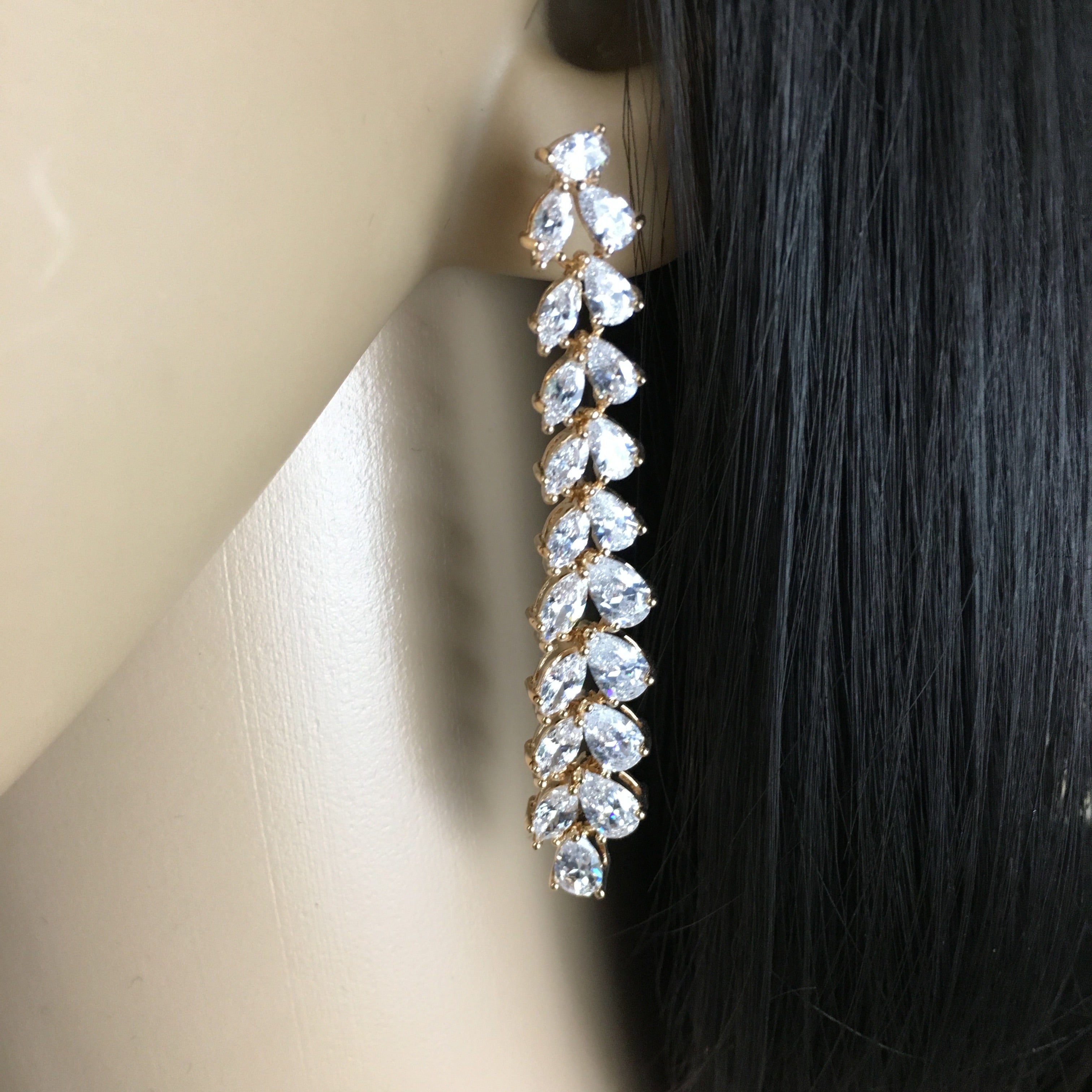 Bridal Cubic Zirconia Earrings, 18K Plated | Bellaire Wholesale