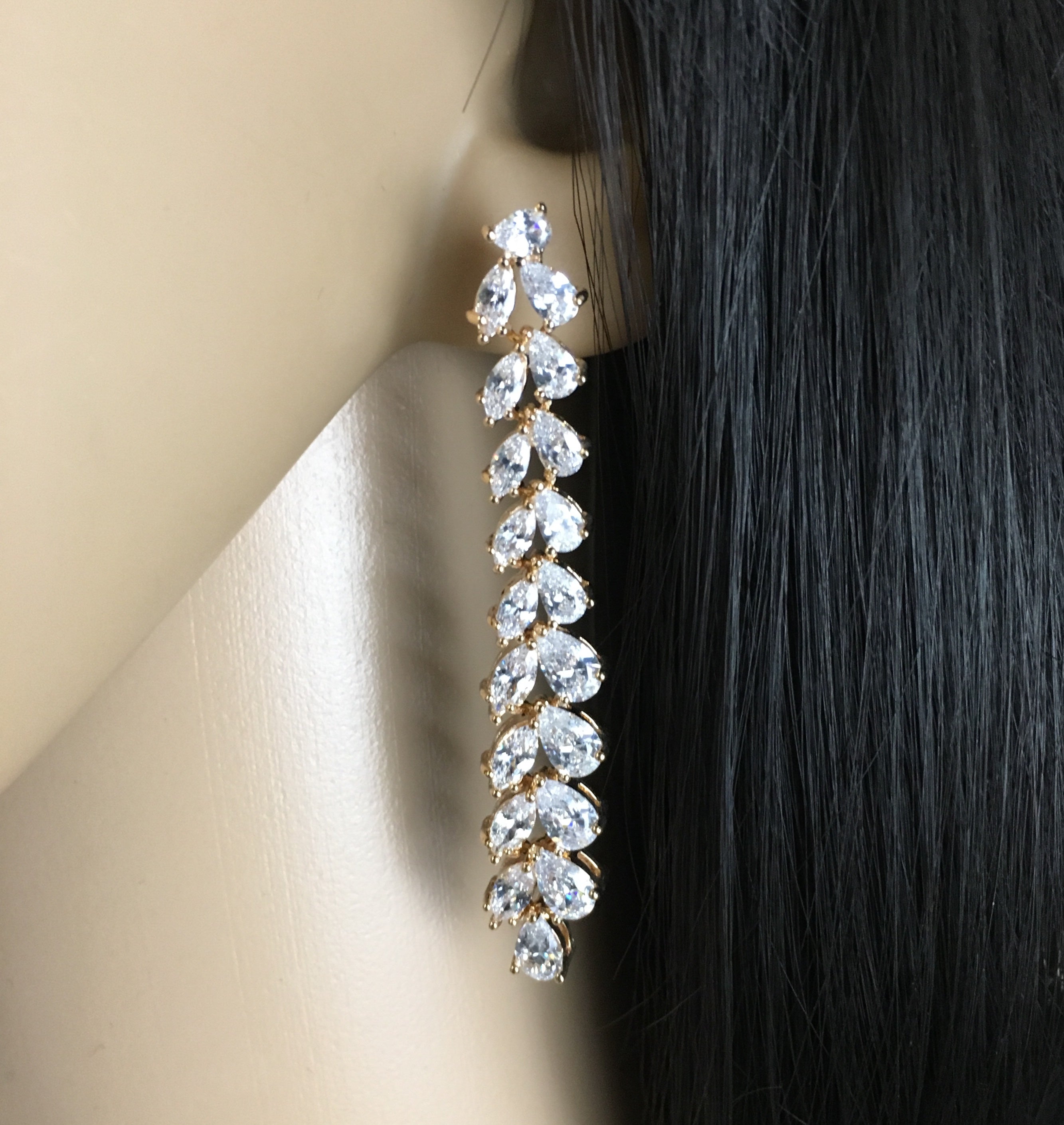 Bridal Cubic Zirconia Earrings, 18K Plated | Bellaire Wholesale