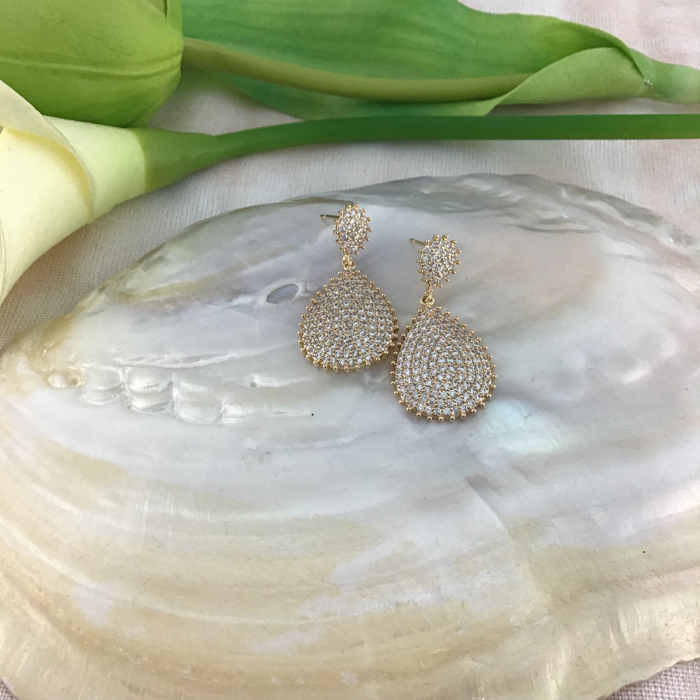 Bridal Cubic Zirconia Earrings, 18K Plated | Bellaire Wholesale