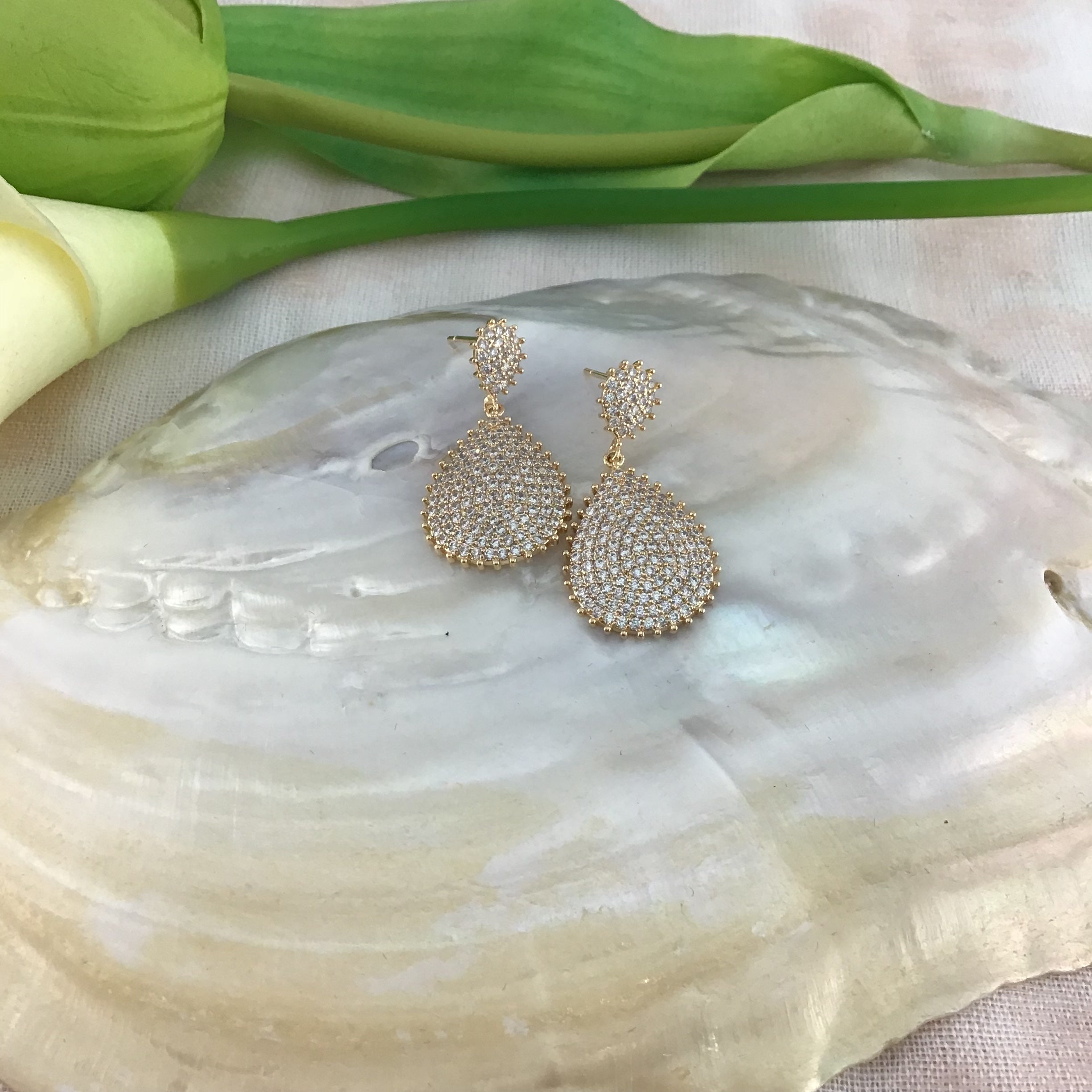 Bridal Cubic Zirconia Earrings, 18K Plated | Bellaire Wholesale