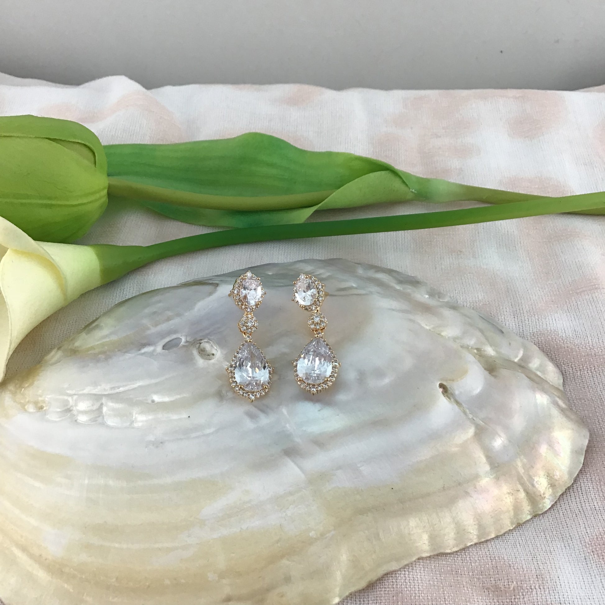 Bridal Cubic Zirconia Earrings, 18K Plated | Bellaire Wholesale