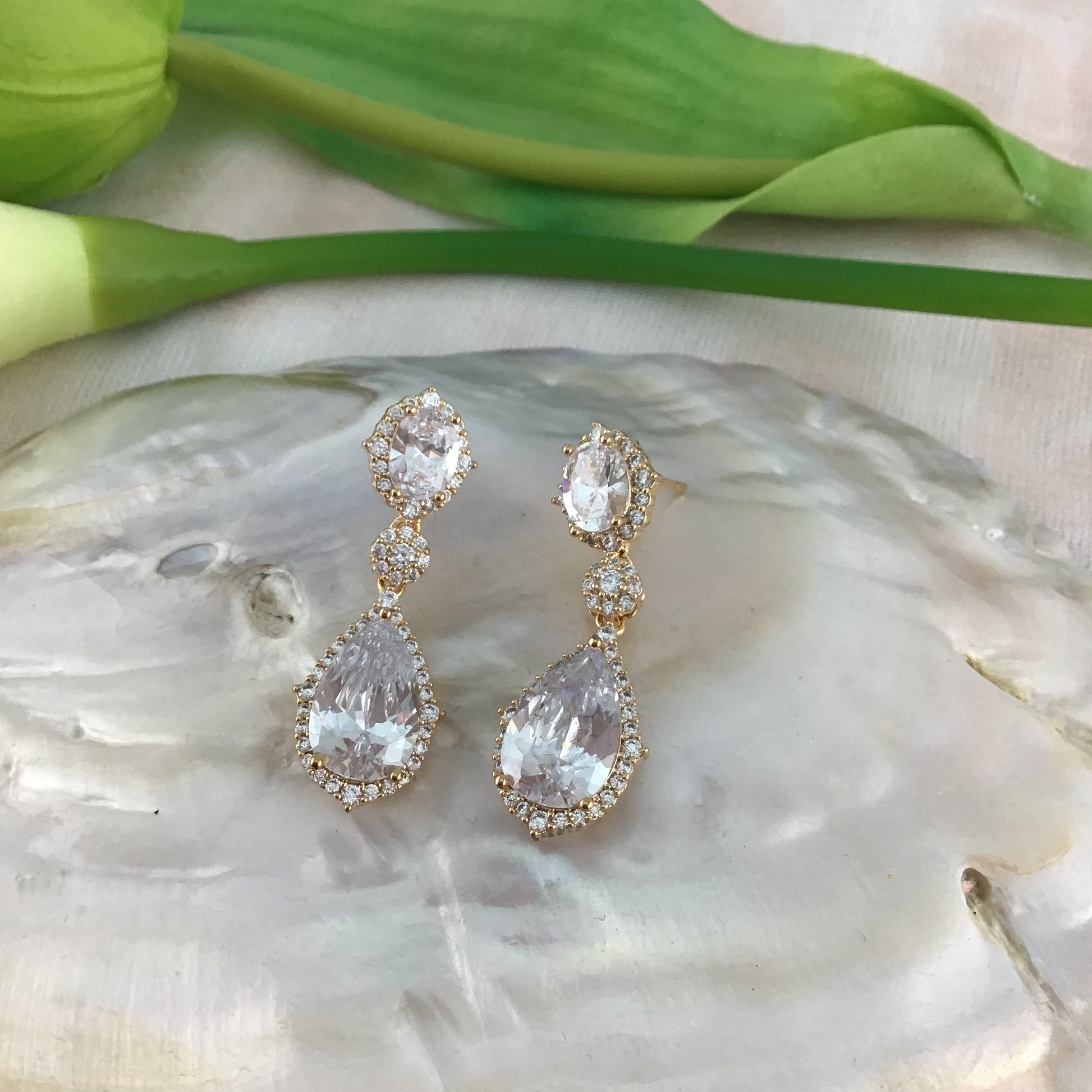 Bridal Cubic Zirconia Earrings, 18K Plated | Bellaire Wholesale