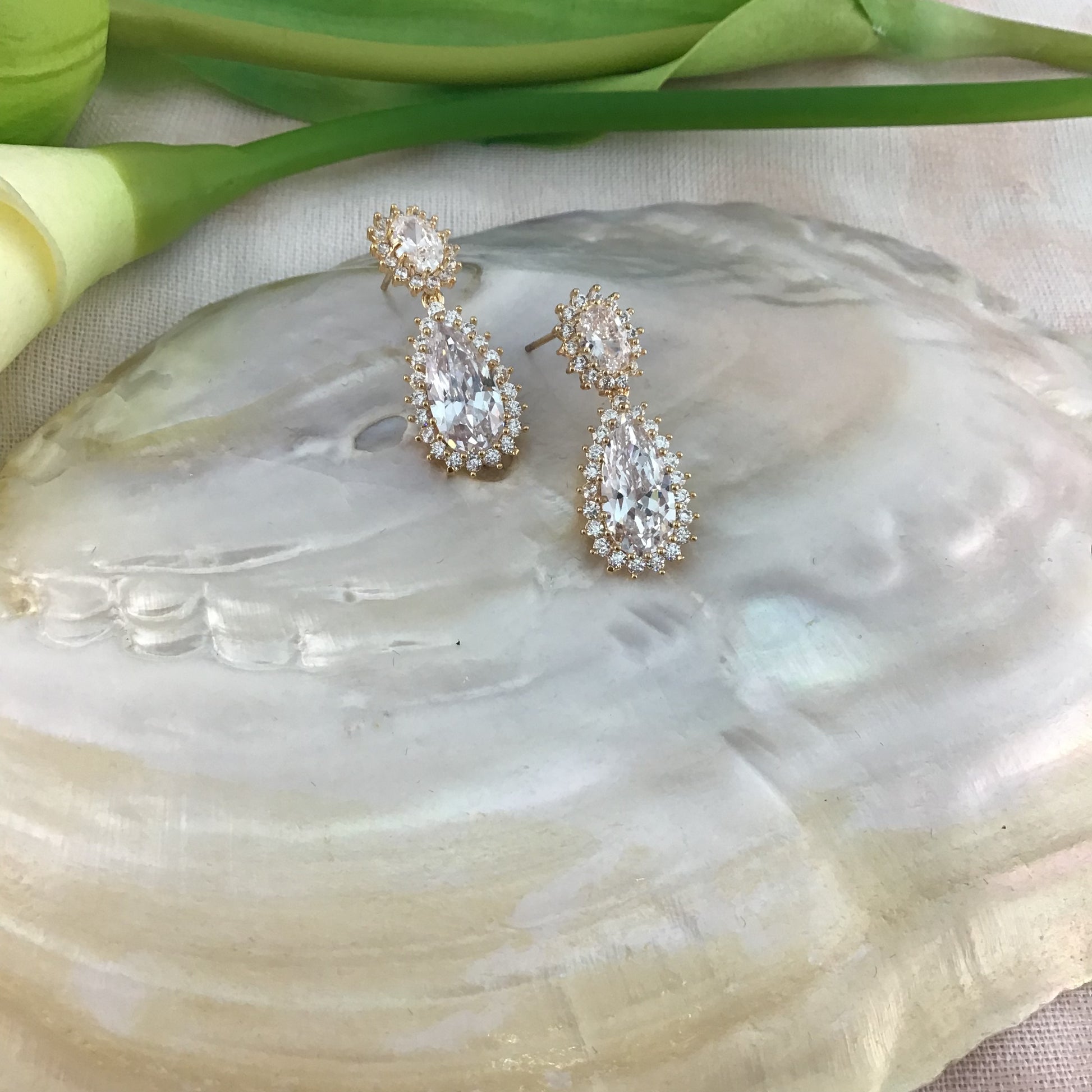 Bridal Cubic Zirconia Earrings, 18K Plated | Bellaire Wholesale