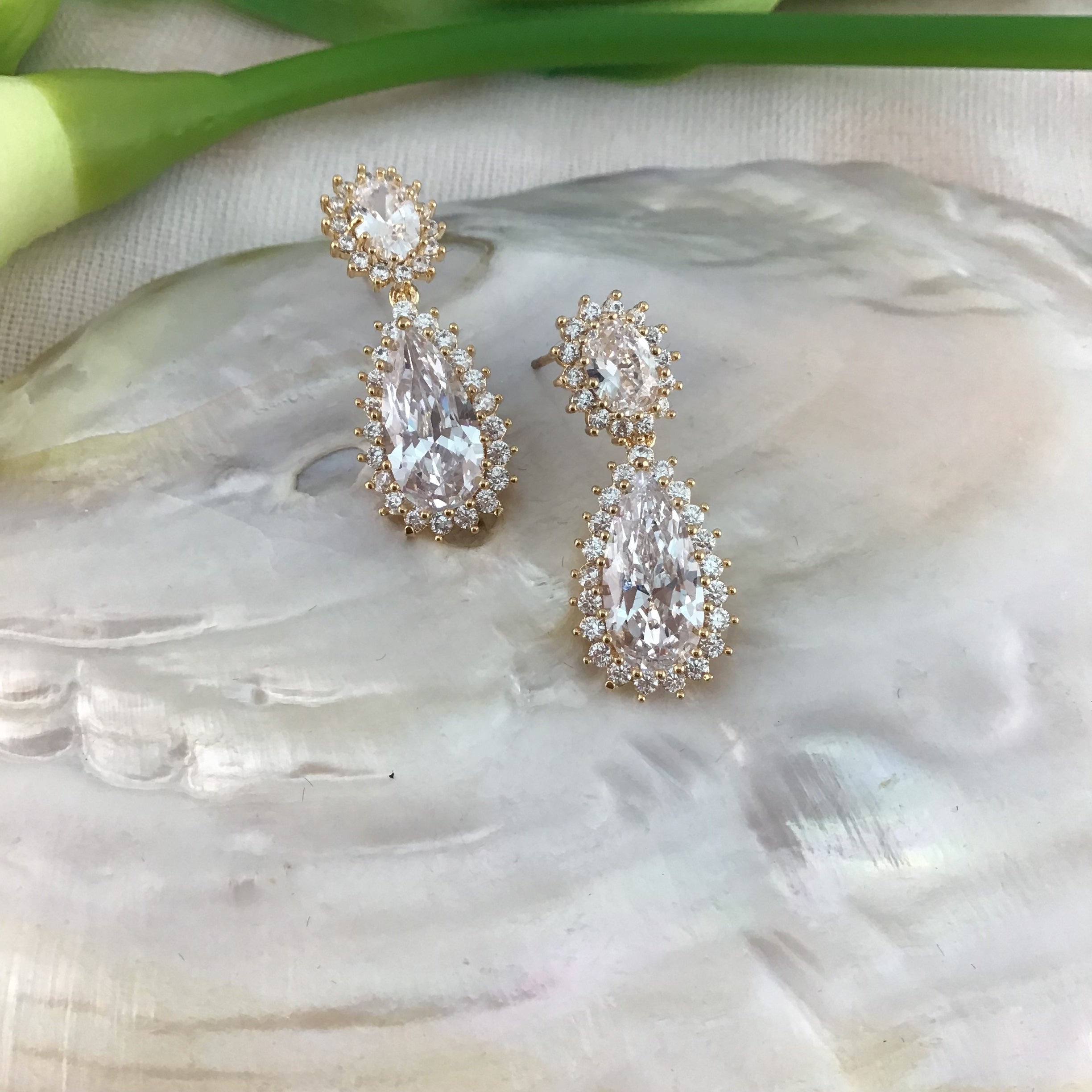 Bridal Cubic Zirconia Earrings, 18K Plated | Bellaire Wholesale