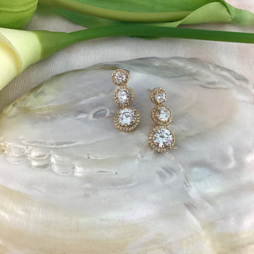 Bridal Cubic Zirconia Earrings, 18K Plated | Bellaire Wholesale