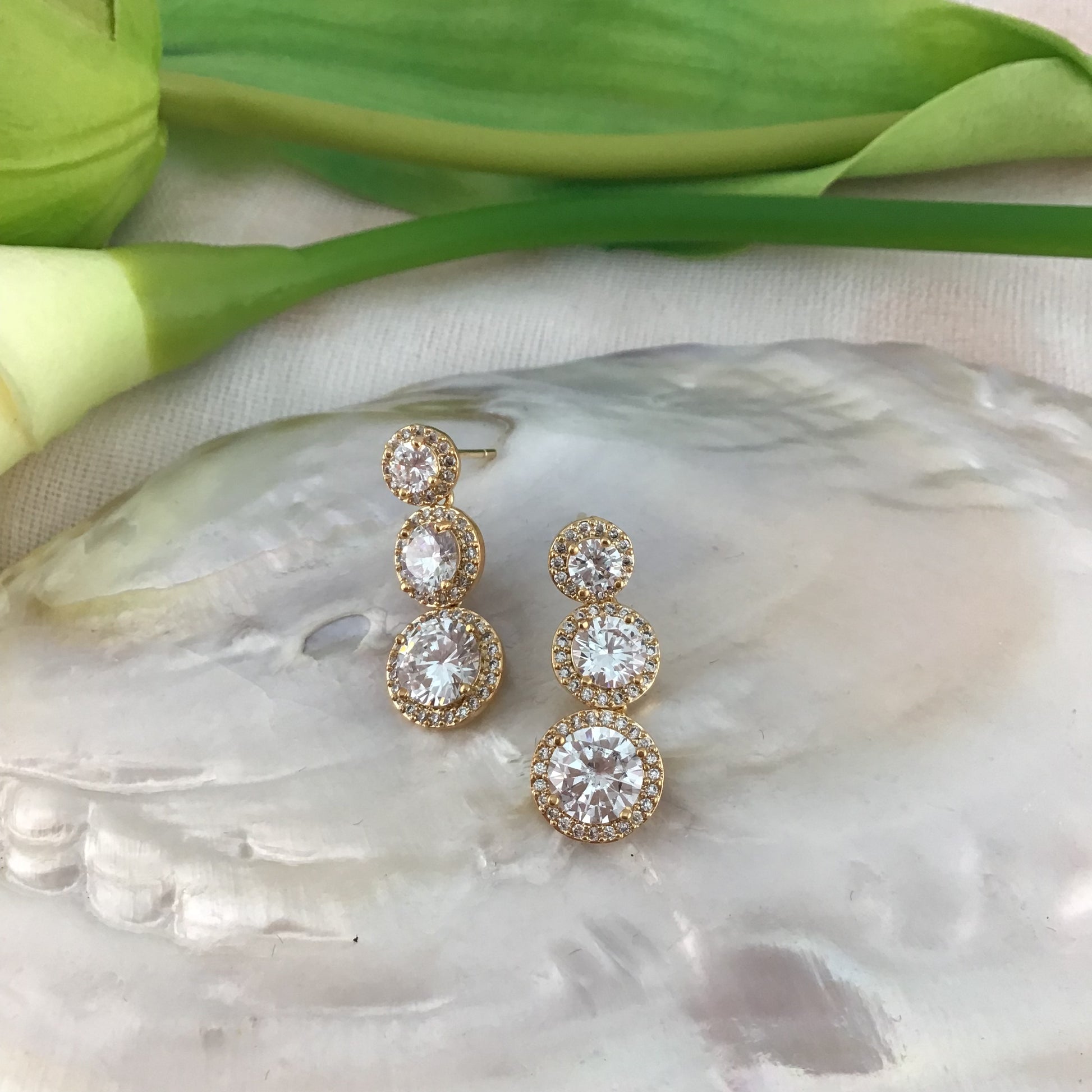 Bridal Cubic Zirconia Earrings, 18K Plated | Bellaire Wholesale