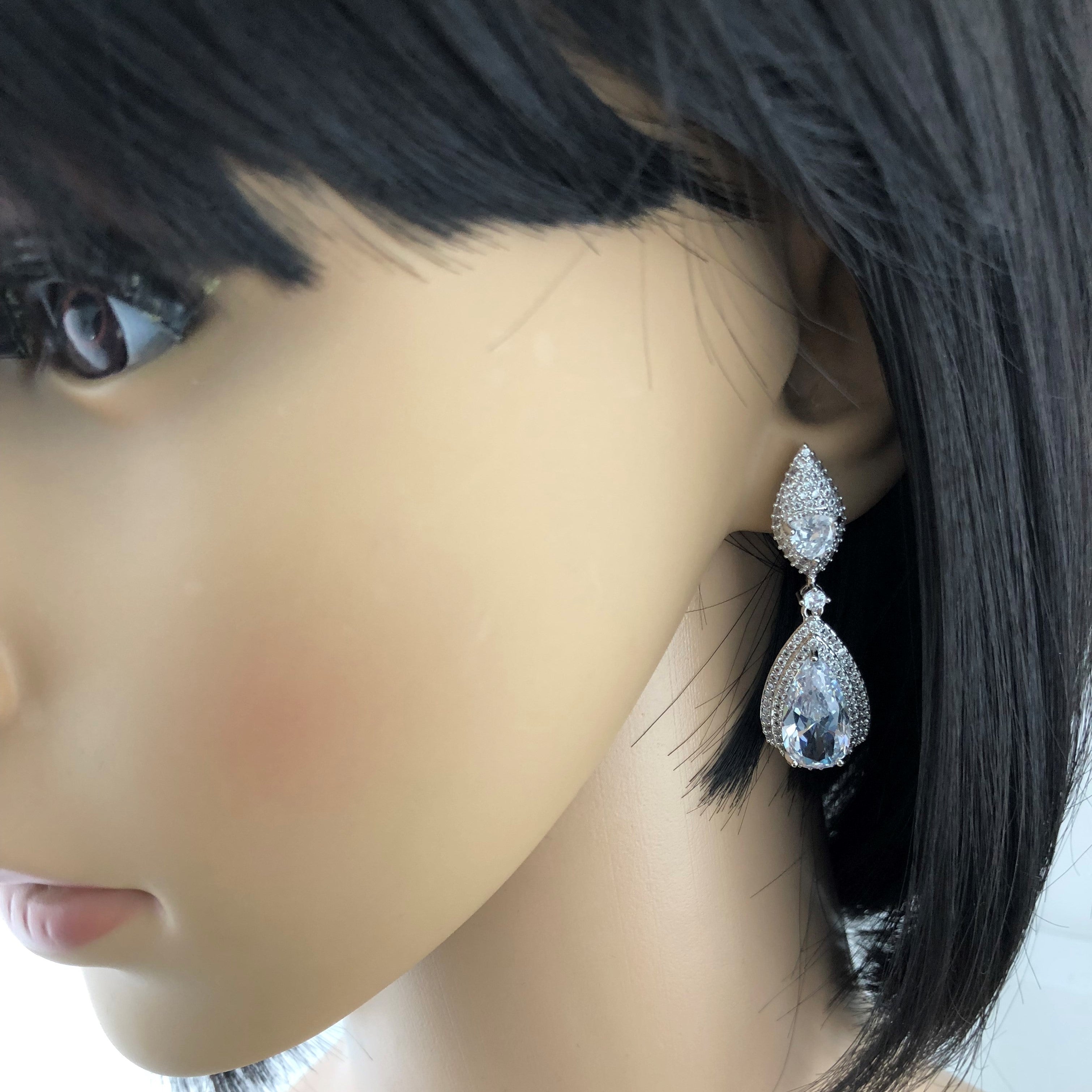 Bridal Cubic Zirconia Earrings, 18K Plated | Bellaire Wholesale