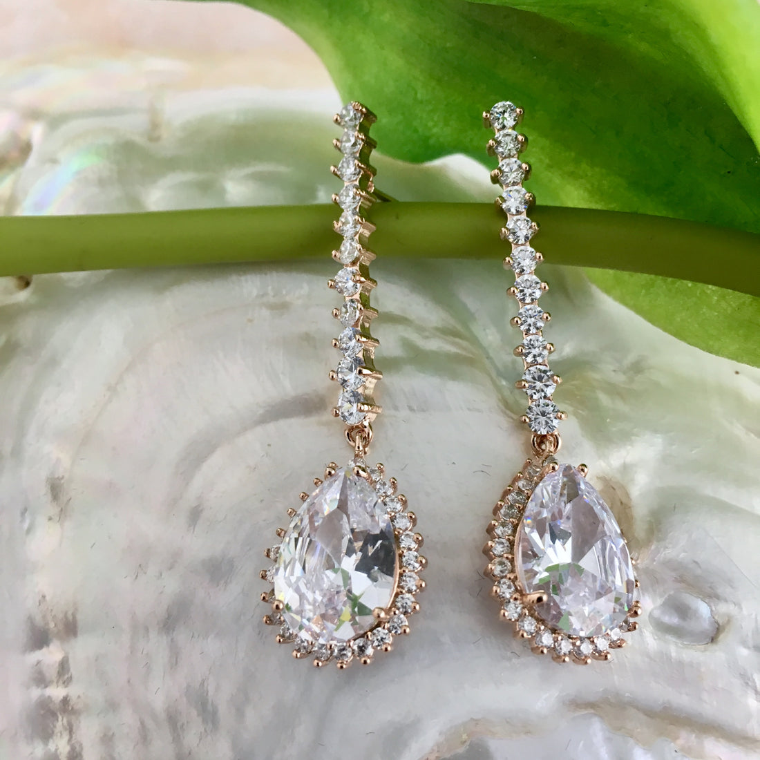Bridal Cubic Zirconia with Tear Drop Earrings, 18K Plated | Bellaire Wholesale