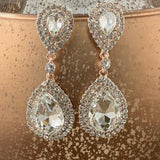Crystal Double Teardrop Earrings, Rose Gold | Bellaire Wholesale