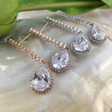 Bridal Cubic Zirconia with Tear Drop Earrings, 18K Plated | Bellaire Wholesale