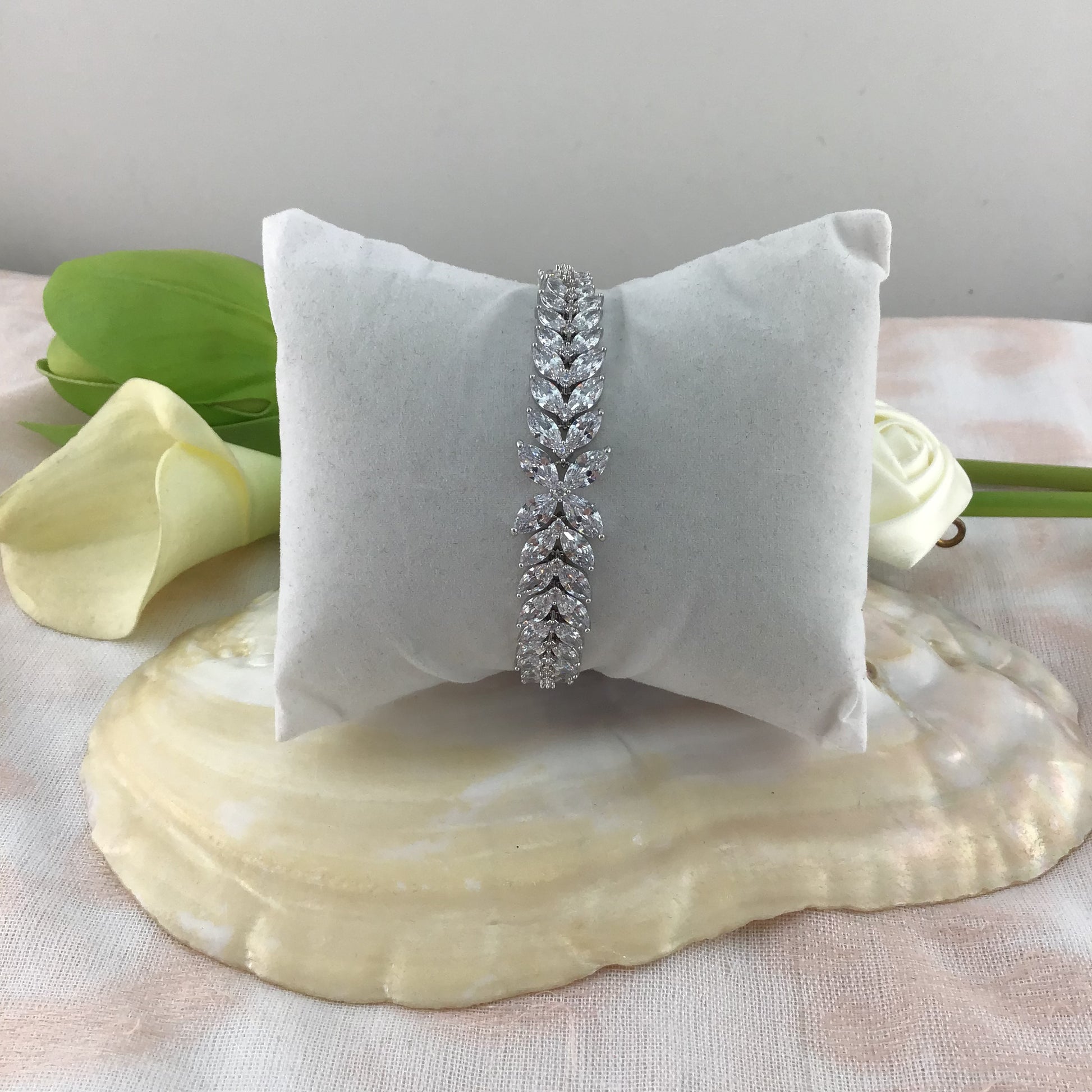Cubic Zirconia Floral Flower Marquise Bracelet | Bellaire Wholesale