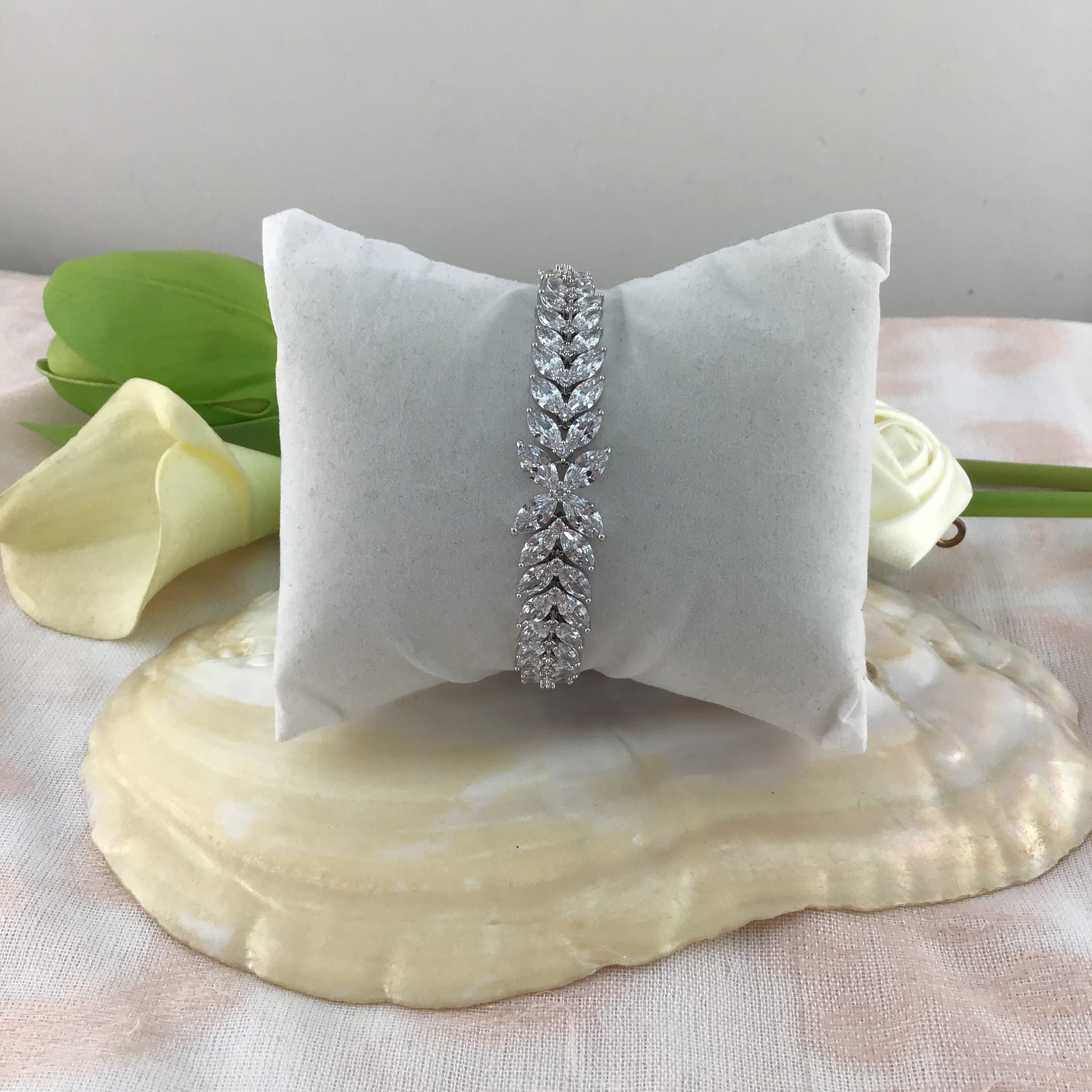 Cubic Zirconia Floral Flower Marquise Bracelet | Bellaire Wholesale