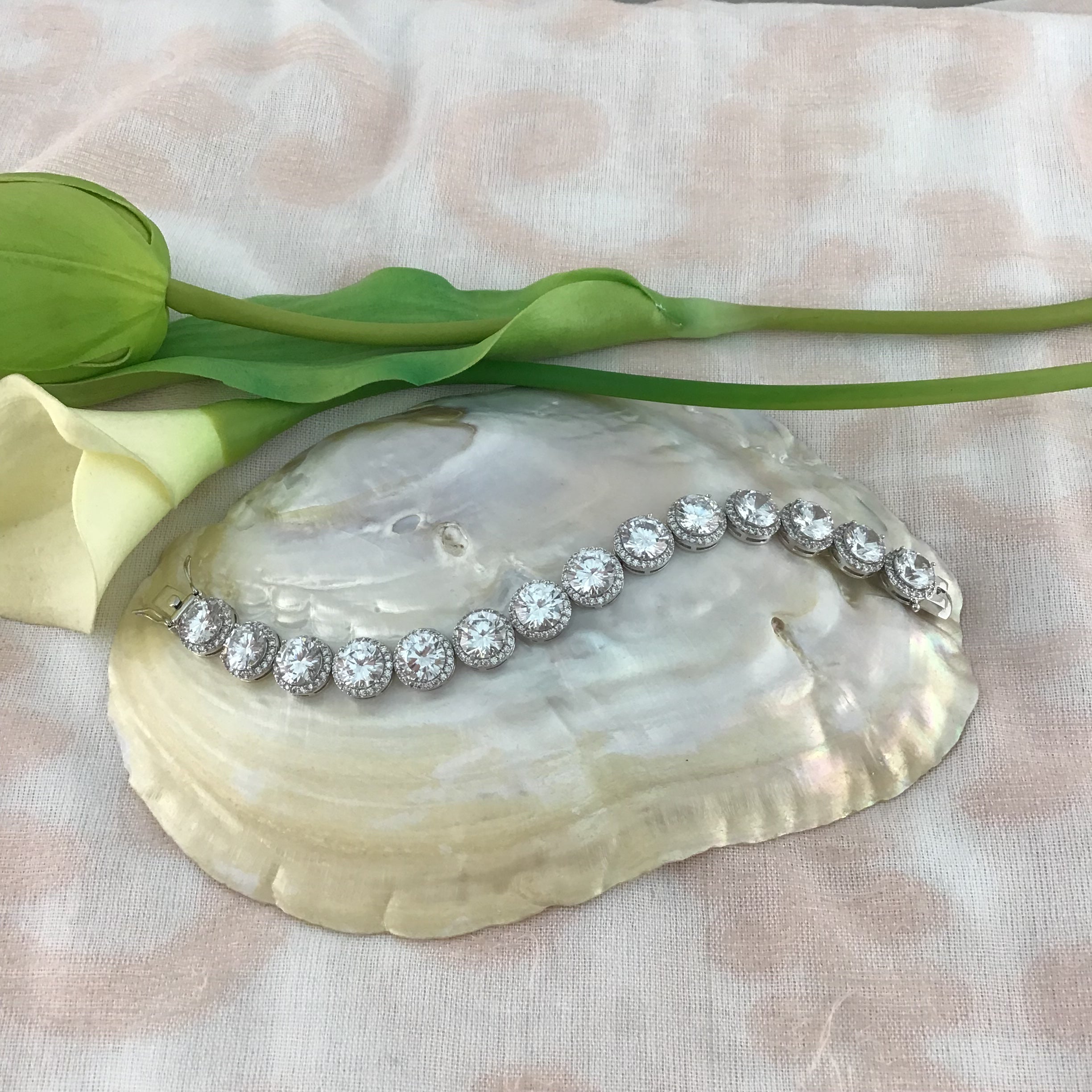Cubic Zirconia Round Bridal Bracelet | Bellaire Wholesale
