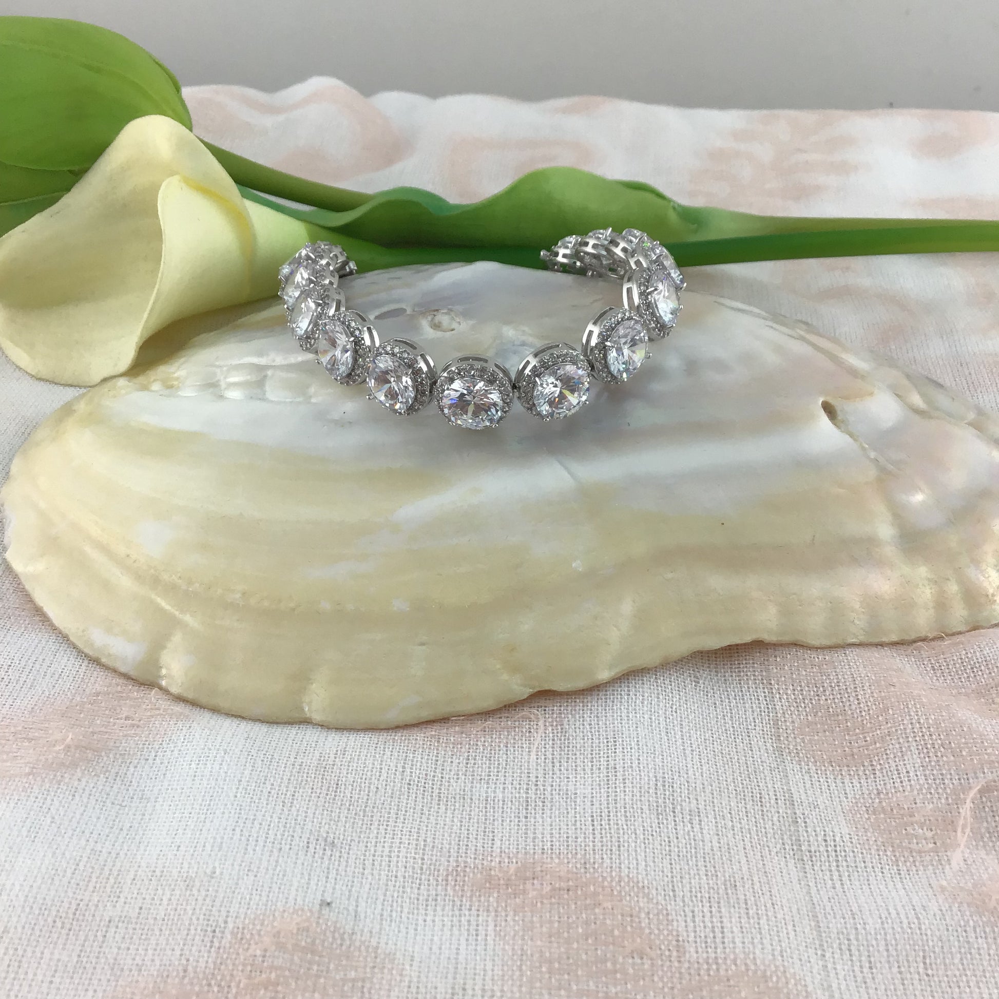Cubic Zirconia Round Bridal Bracelet | Bellaire Wholesale