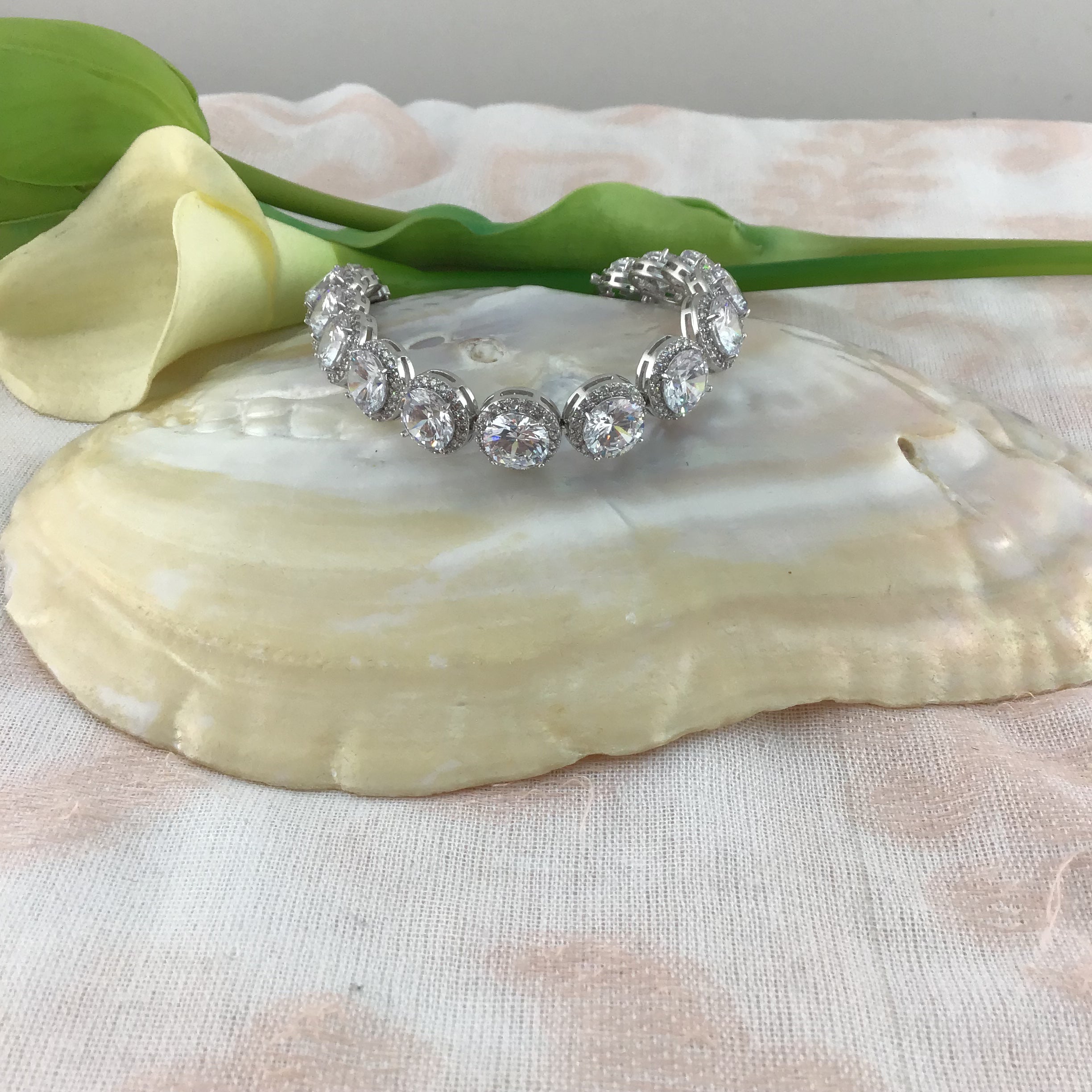 Cubic Zirconia Round Bridal Bracelet | Bellaire Wholesale
