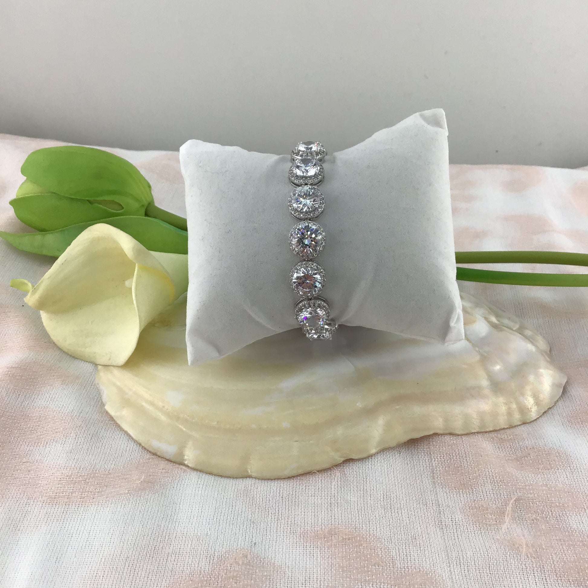Cubic Zirconia Round Bridal Bracelet | Bellaire Wholesale