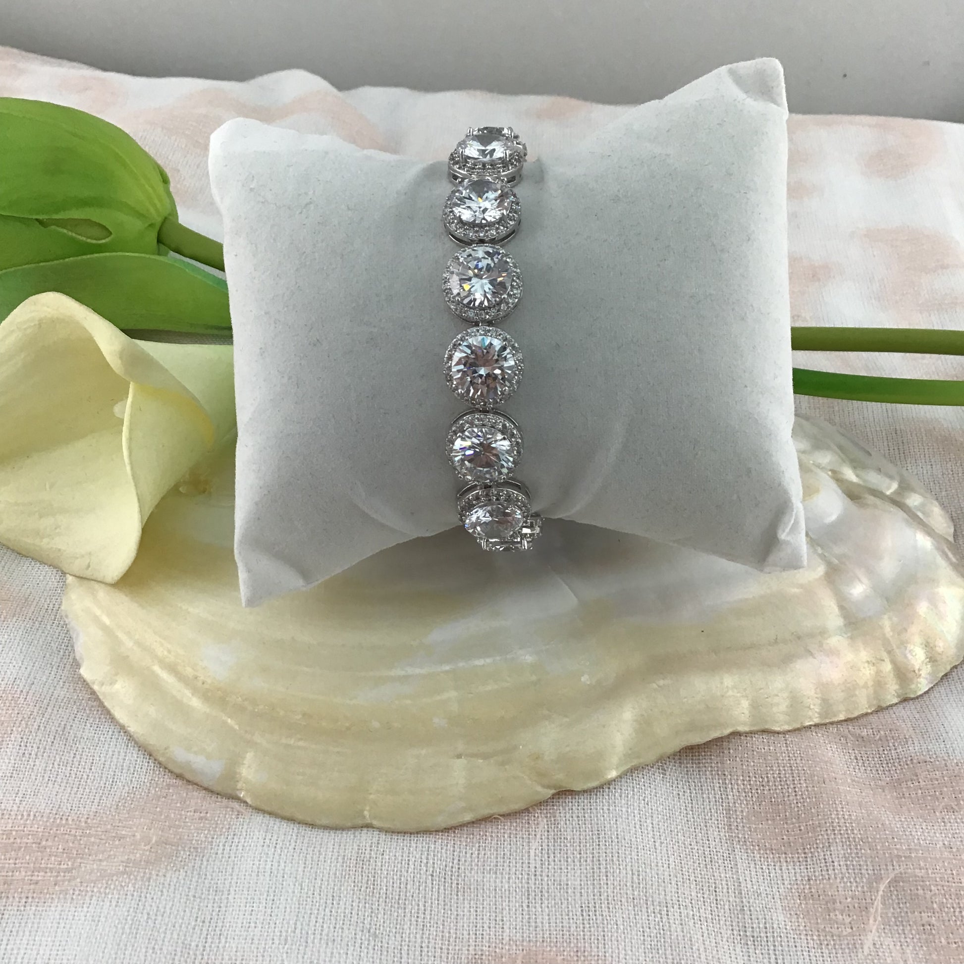 Cubic Zirconia Round Bridal Bracelet | Bellaire Wholesale