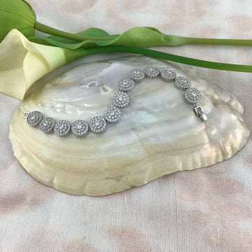 Cubic Zirconia Floral-Round Bridal Bracelet | Bellaire Wholesale