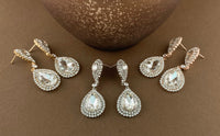 Crystal Double Teardrop Earrings, Silver | Bellaire Wholesale