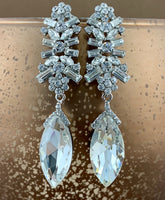 Crystal Baguette Marquise Earrings, Silver | Bellaire Wholesale