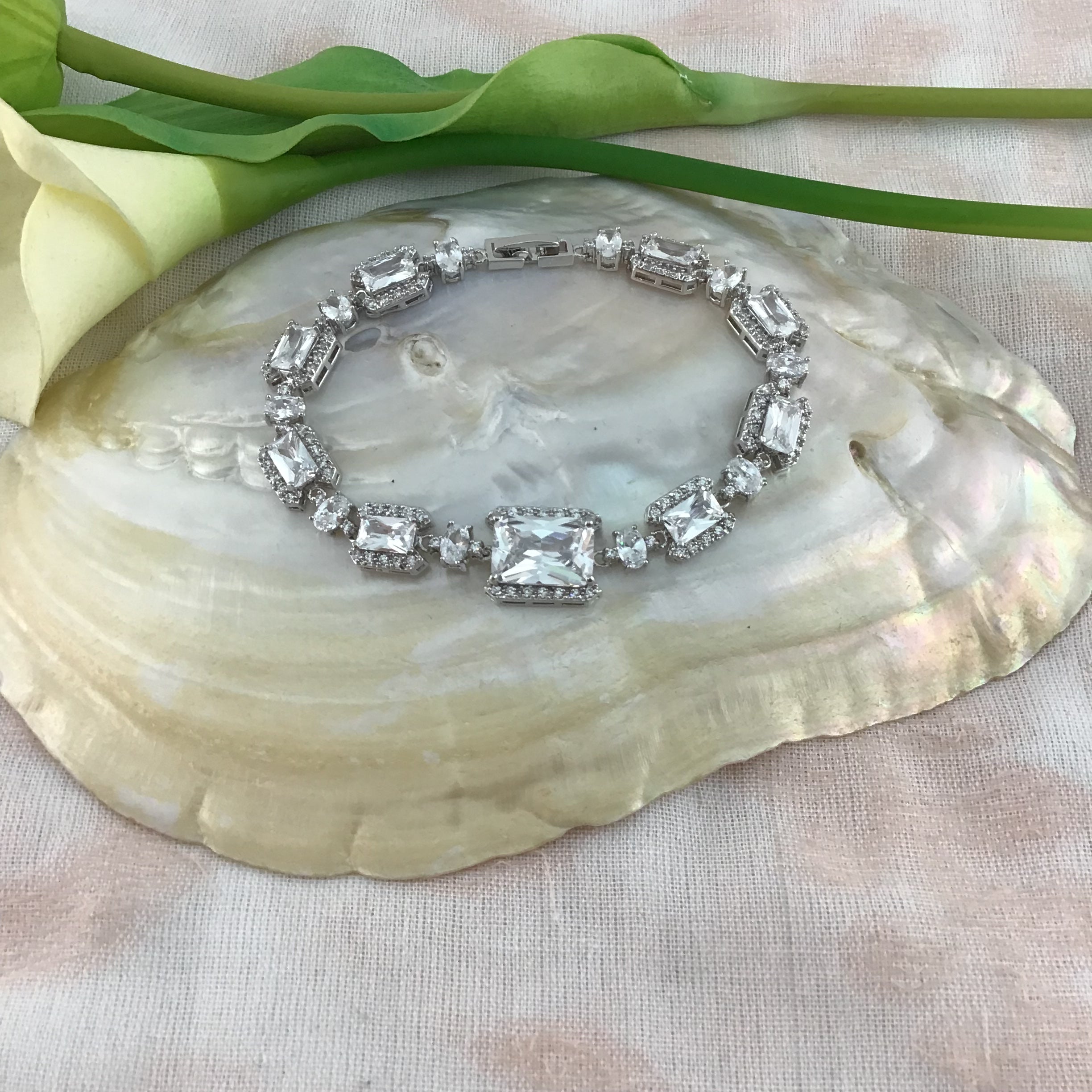 Cubic Zirconia Round-Square Bridal Bracelet | Bellaire Wholesale