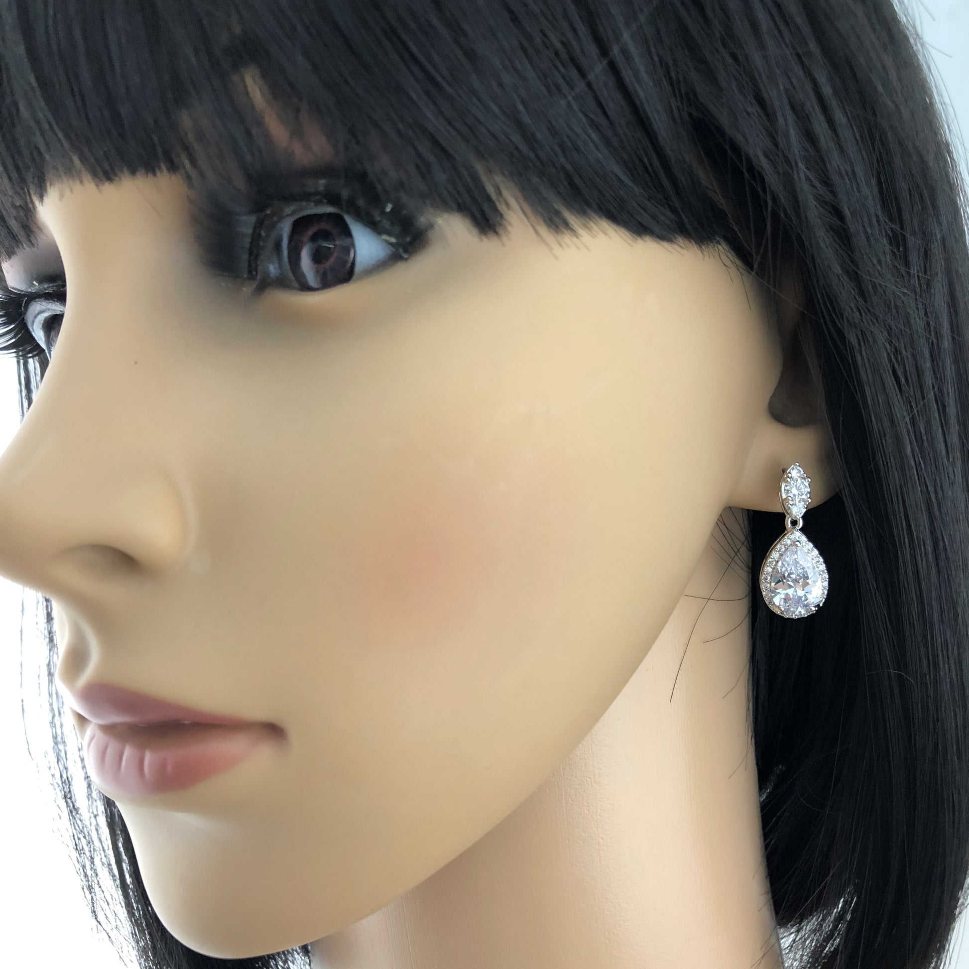 Silver Bridal Cubic Zirconia Earrings, 18K Plated | Bellaire Wholesale