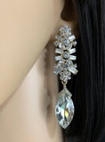 Crystal Baguette Marquise Earrings, Silver | Bellaire Wholesale