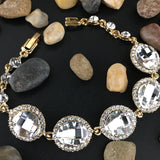 Crystal Almond Shape Gold Bridal Bracelet | Bellaire Wholesale