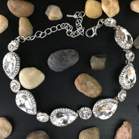 Crystal Teardrop Shape Silver Crystal Bracelet