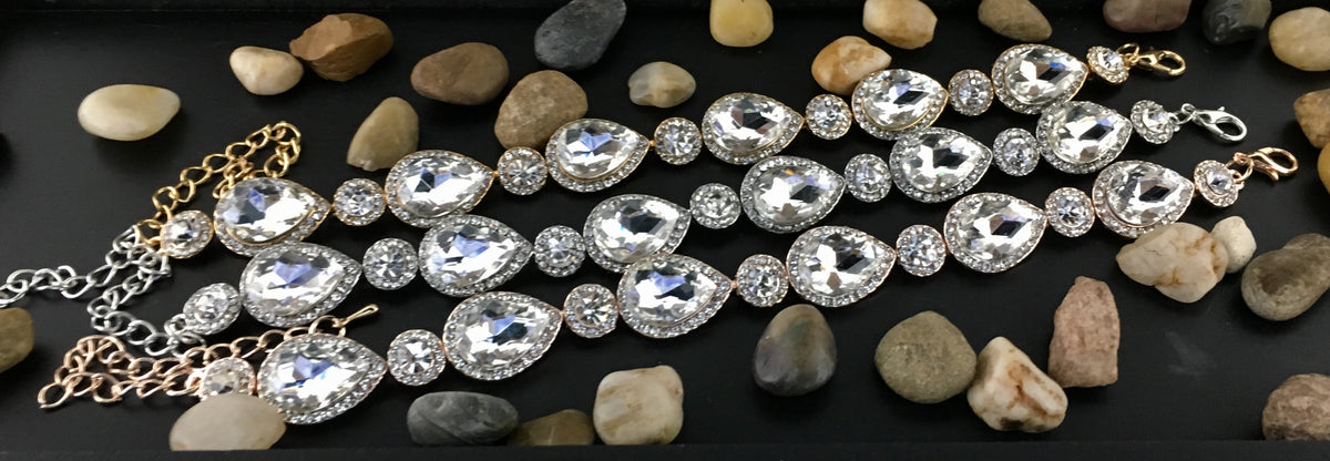 Teardrop Shape Gold Crystal Bracelet | Bellaire Wholesale