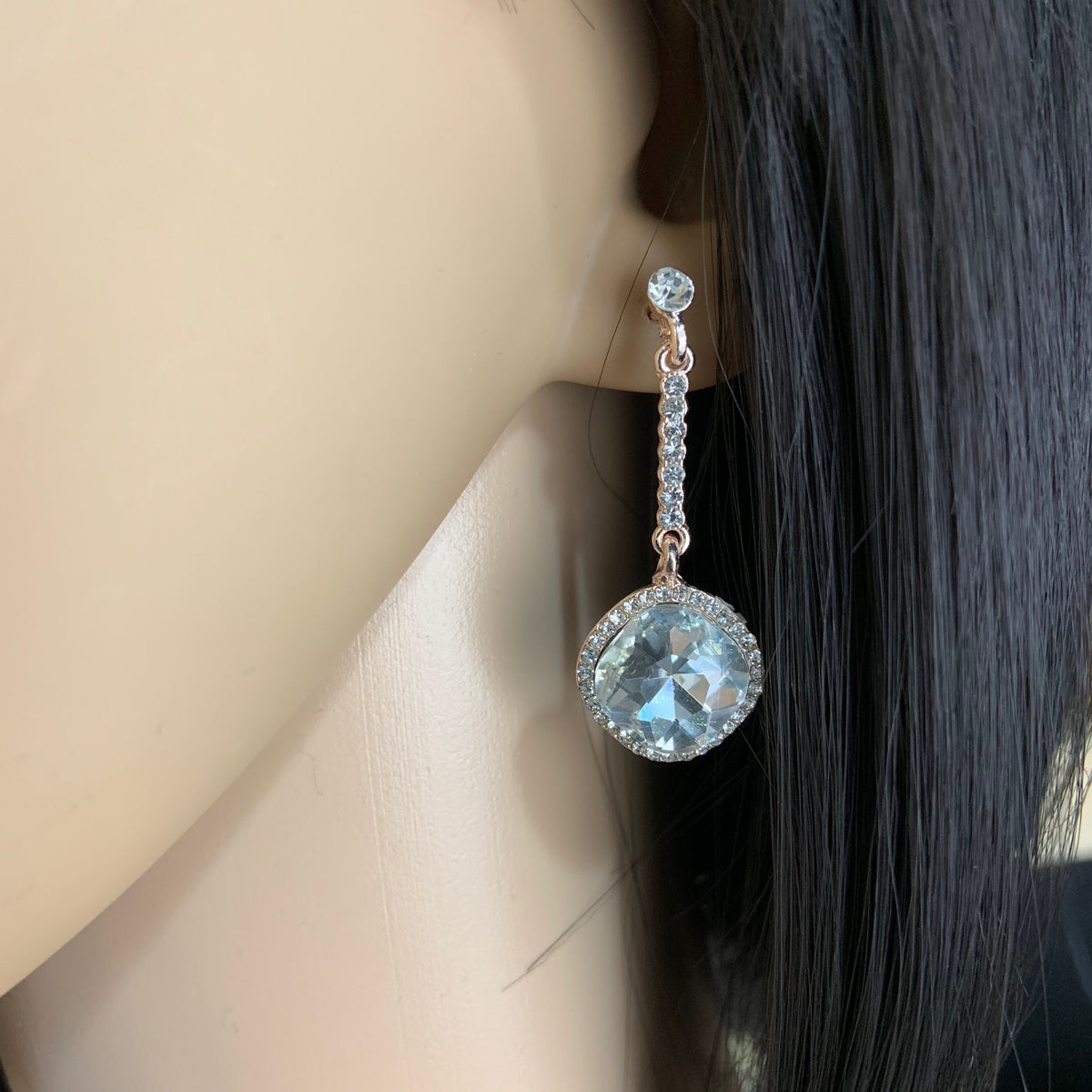 Crystal Diamond shape Earrings, Rose Gold | Bellaire Wholesale
