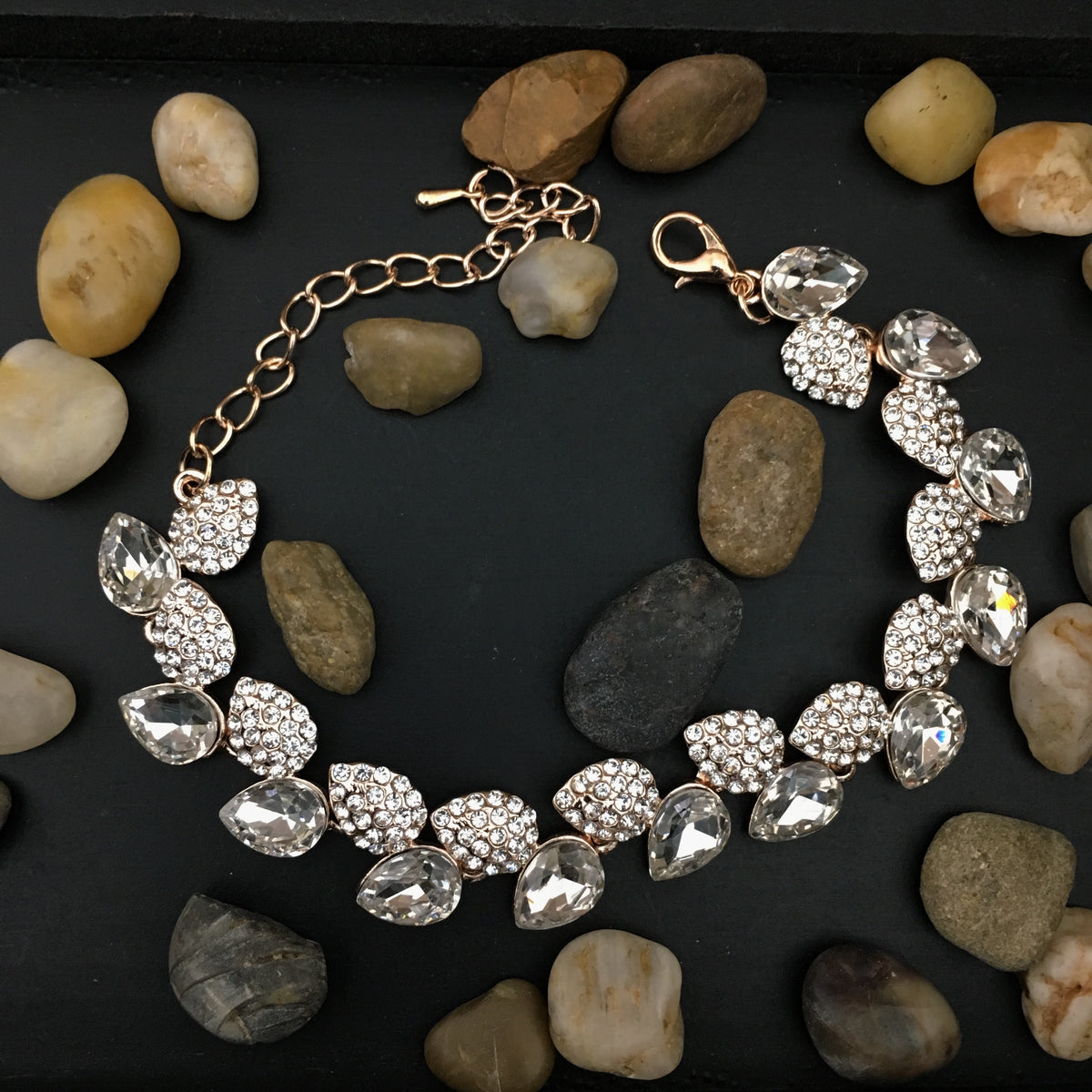 Crystal Elegant Leaf Shape Gold Bridal Bracelet | Bellaire Wholesale