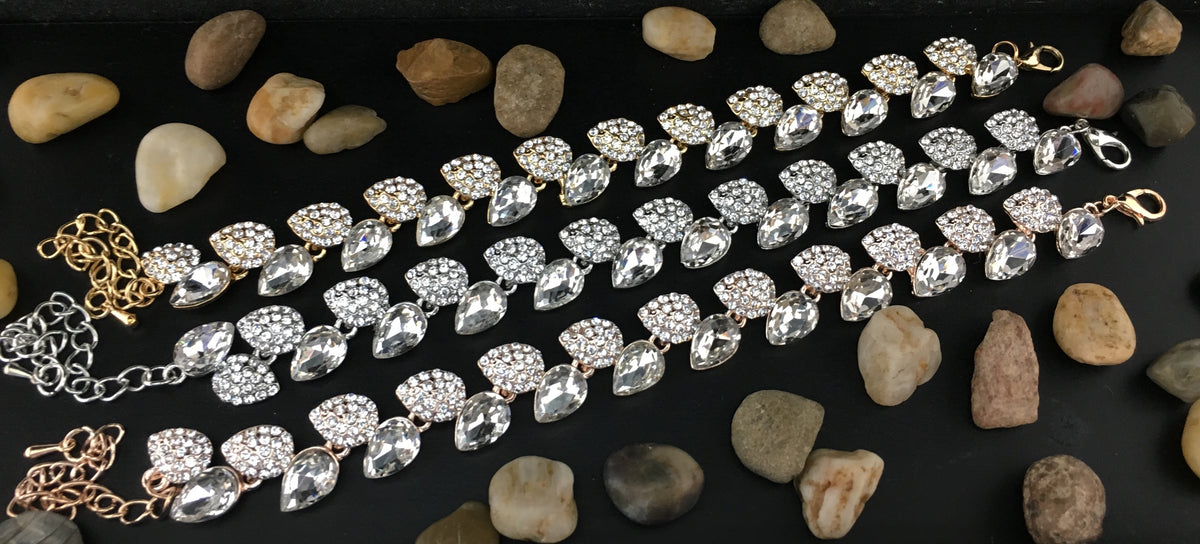Elegant Leaf Shape Rose Gold Bridal Bracelet | Bellaire Wholesale