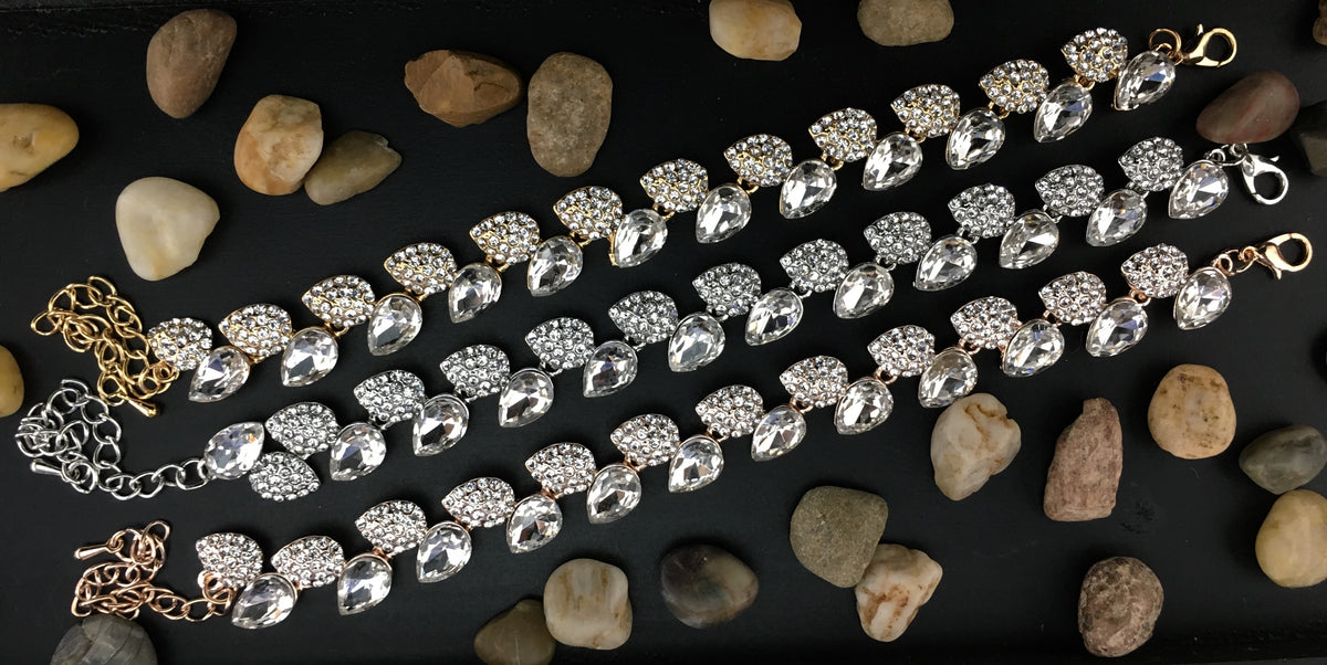 Crystal Elegant Leaf Shape Gold Bridal Bracelet | Bellaire Wholesale