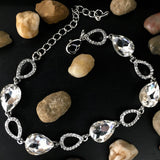 Crystal Open Teardrop Shape Silver Bridal Bracelet | BellaireWholesale