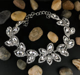 Floral Theme Designer Silver Bridal Bracelet | Bellaire Wholesale