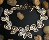Floral Designer Champagne Stone Bridal Bracelet | Bellaire Wholesale