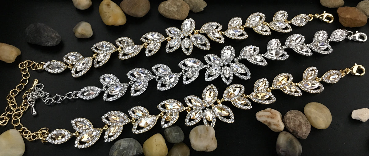 Floral Theme Designer Gold Bridal Bracelet | Bellaire Wholesale