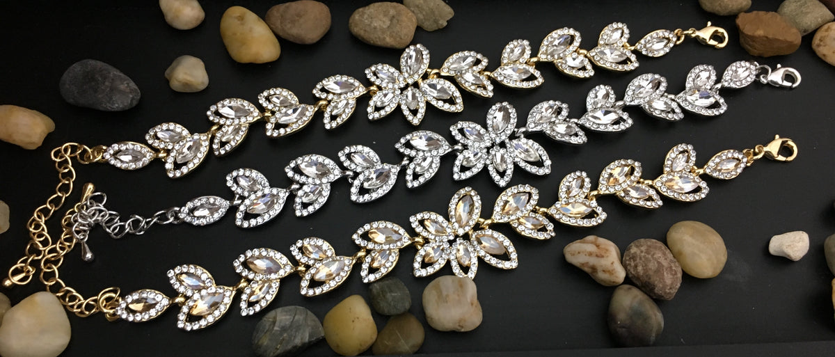 Floral Theme Designer Gold Bridal Bracelet | Bellaire Wholesale